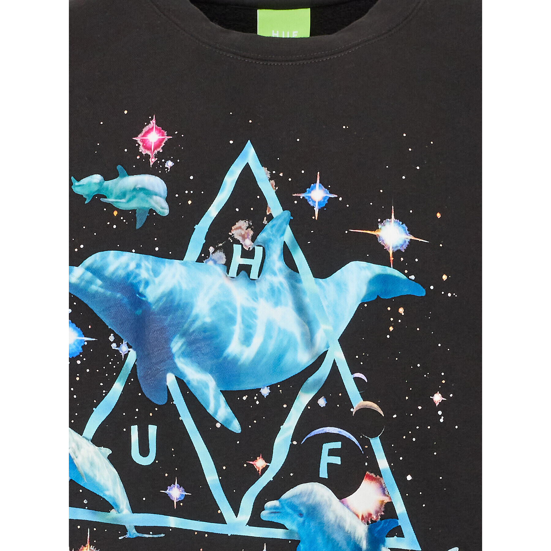 HUF Mikina Space Dolphins PF00528 Černá Regular Fit - Pepit.cz