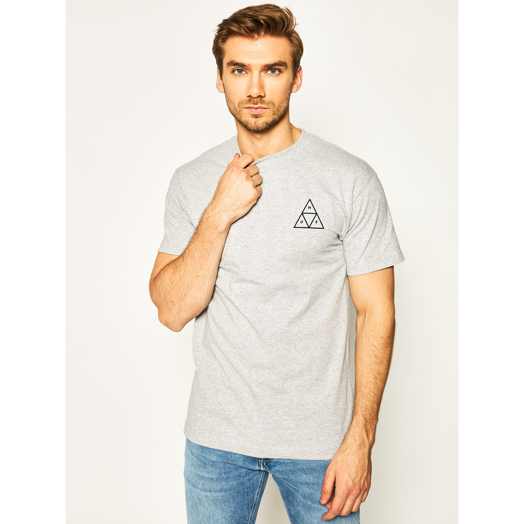 HUF T-Shirt Essentials Tt TS00509 Šedá Regular Fit - Pepit.cz