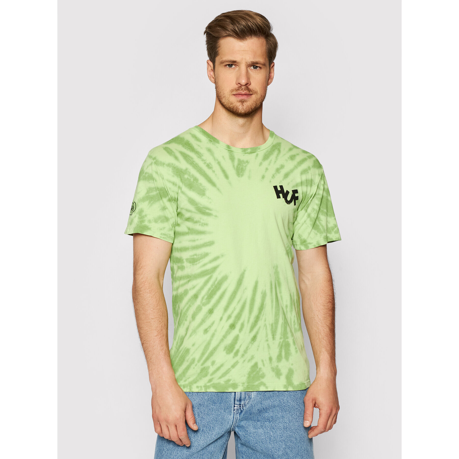 HUF T-Shirt HAZE Brush Tie Dye TS01383 Zelená Regular Fit - Pepit.cz