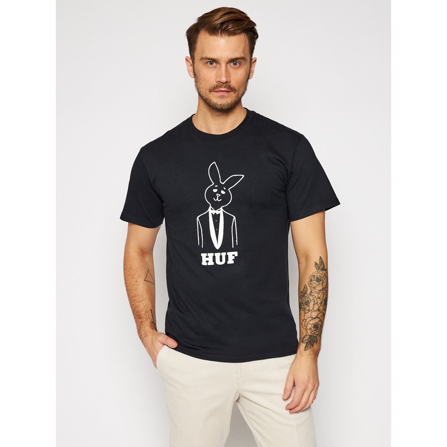 HUF T-Shirt PLAYBOY Mr Playboy TS01467 Černá Regular Fit - Pepit.cz