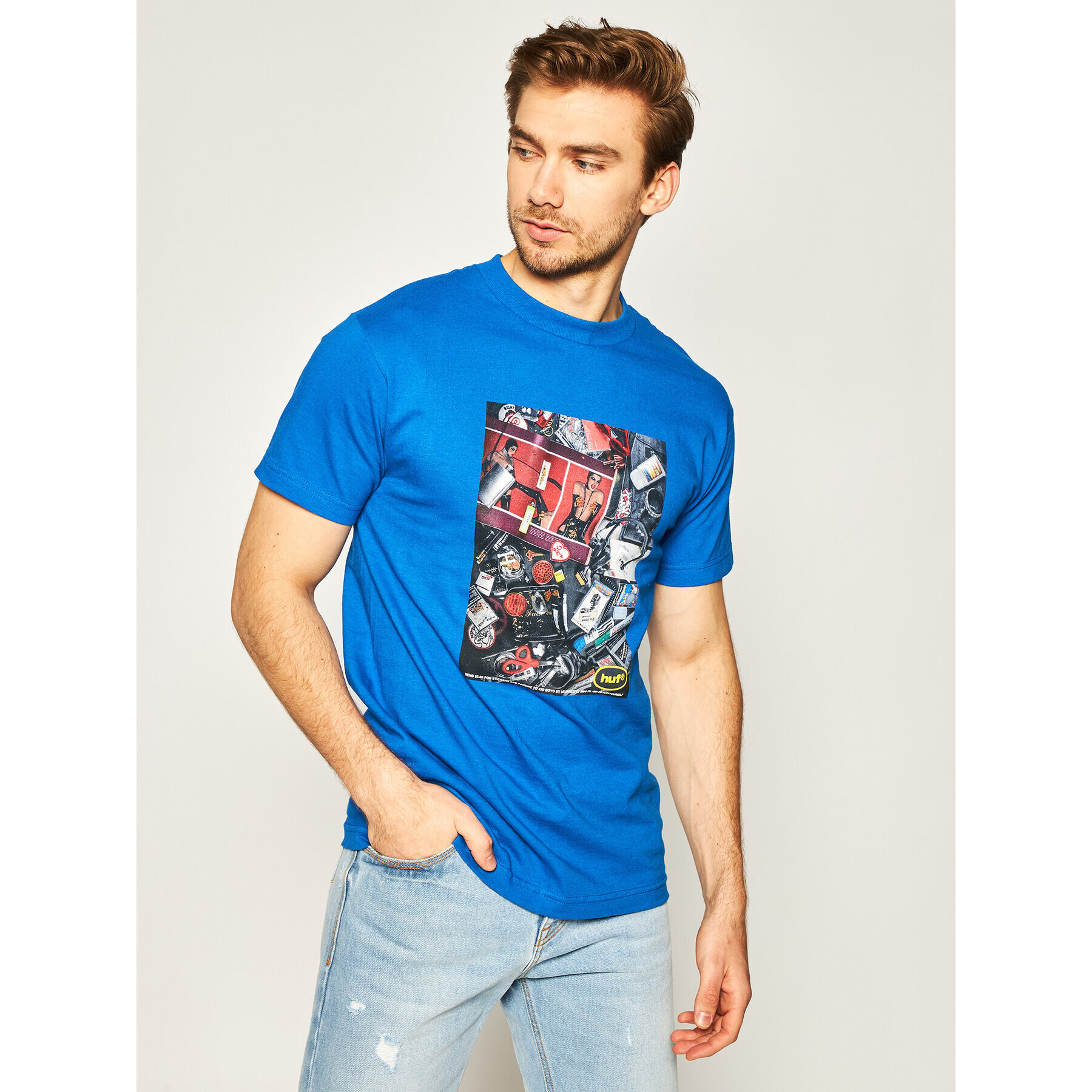 HUF T-Shirt Purveyers TS01014 Modrá Regular Fit - Pepit.cz