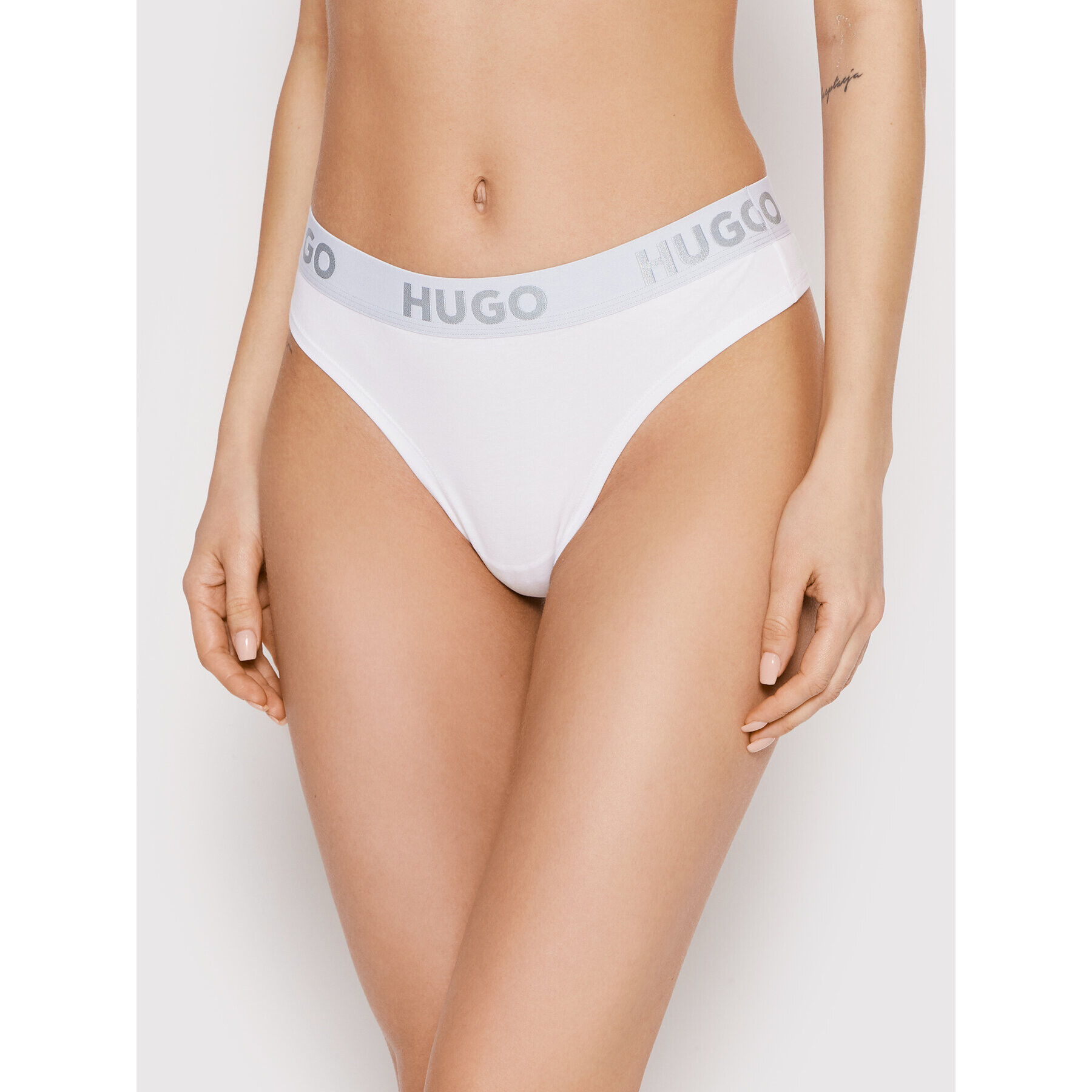 Hugo Kalhotky string Thong Sporty Logo 50469651 Bílá - Pepit.cz