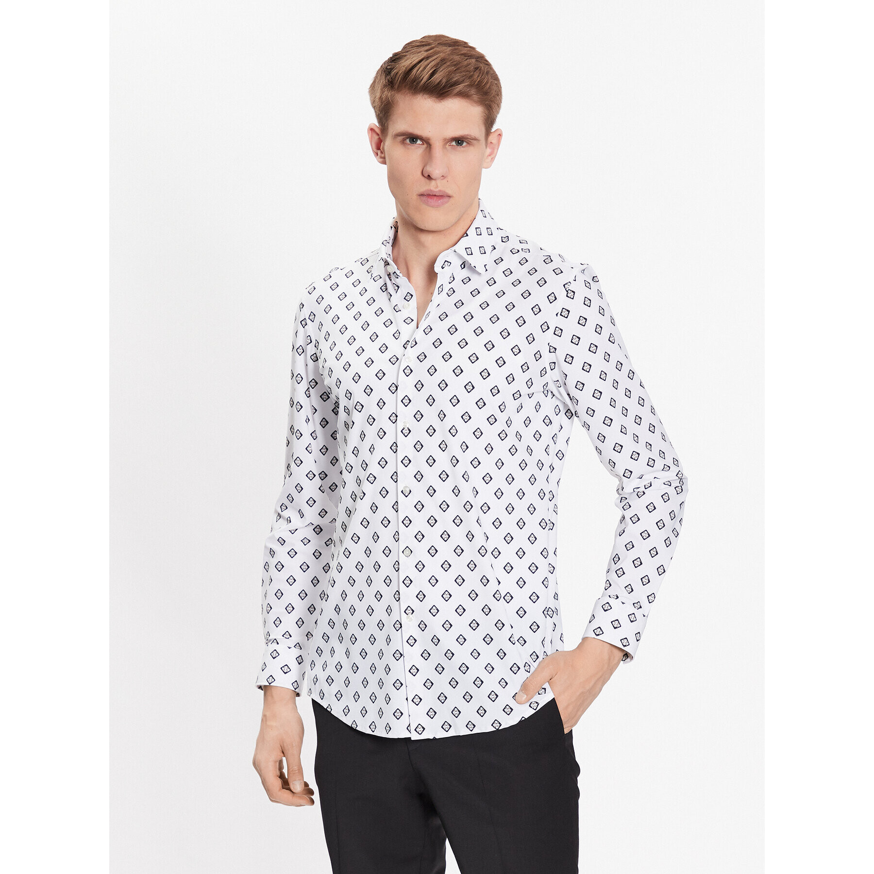 Hugo Košile 50490105 Bílá Slim Fit - Pepit.cz