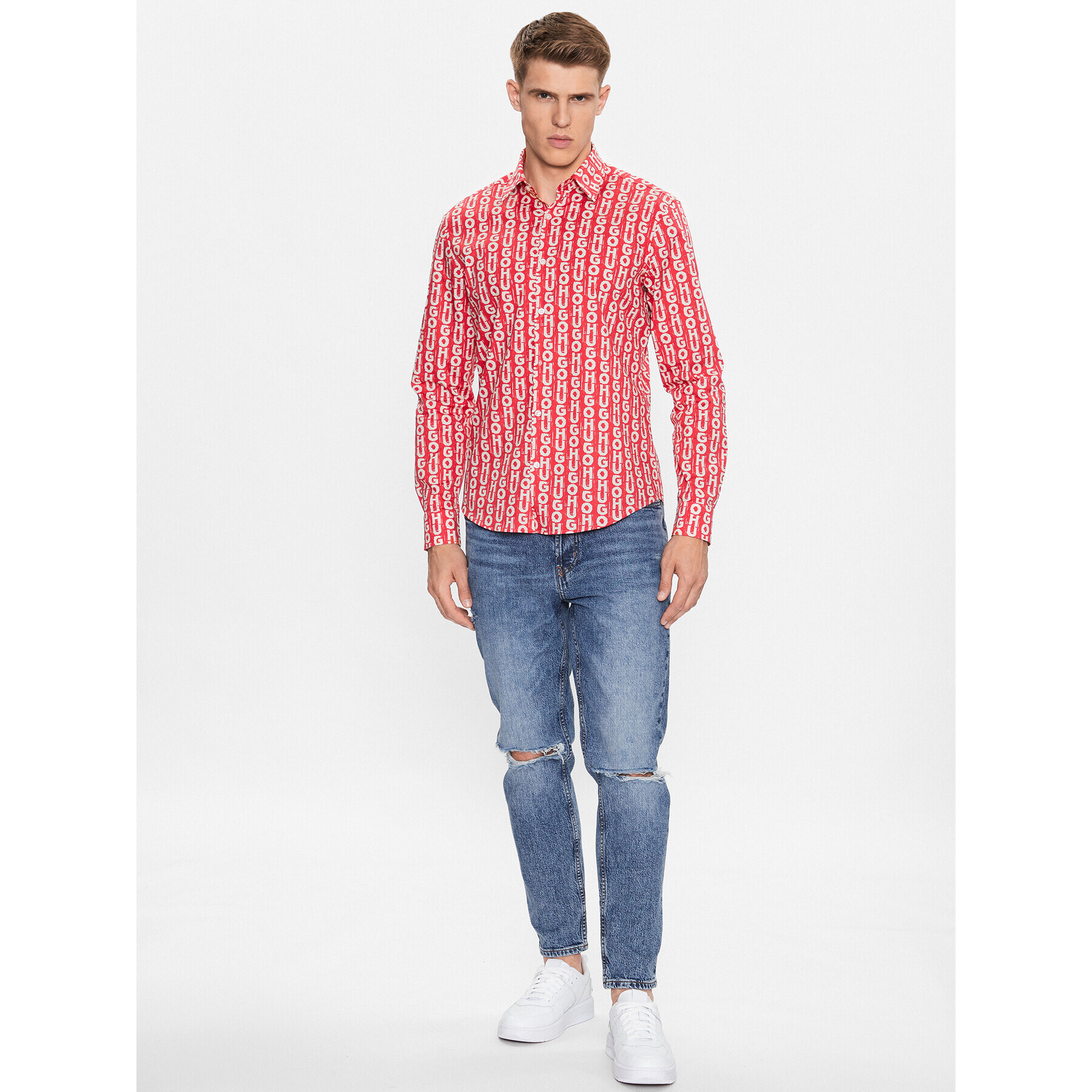 Hugo Košile 50495865 Červená Slim Fit - Pepit.cz