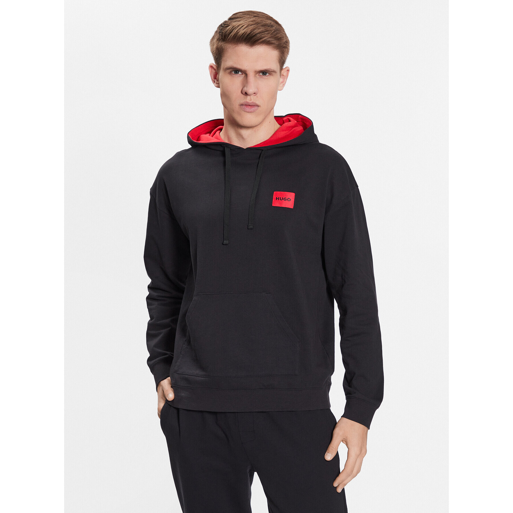 Hugo Mikina Cut Logo Hoodie 50490276 Černá Relaxed Fit - Pepit.cz