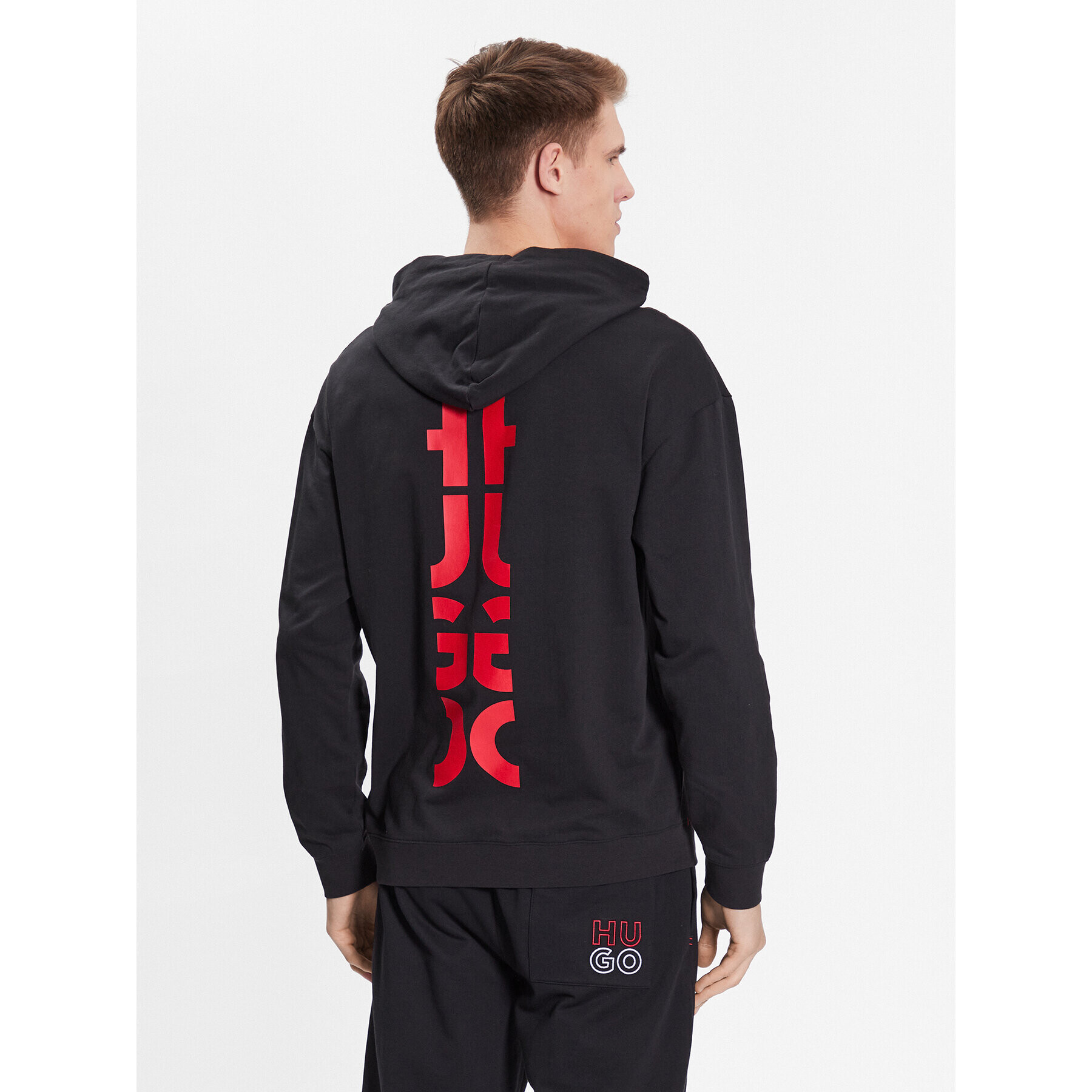 Hugo Mikina Cut Logo Hoodie 50490276 Černá Relaxed Fit - Pepit.cz