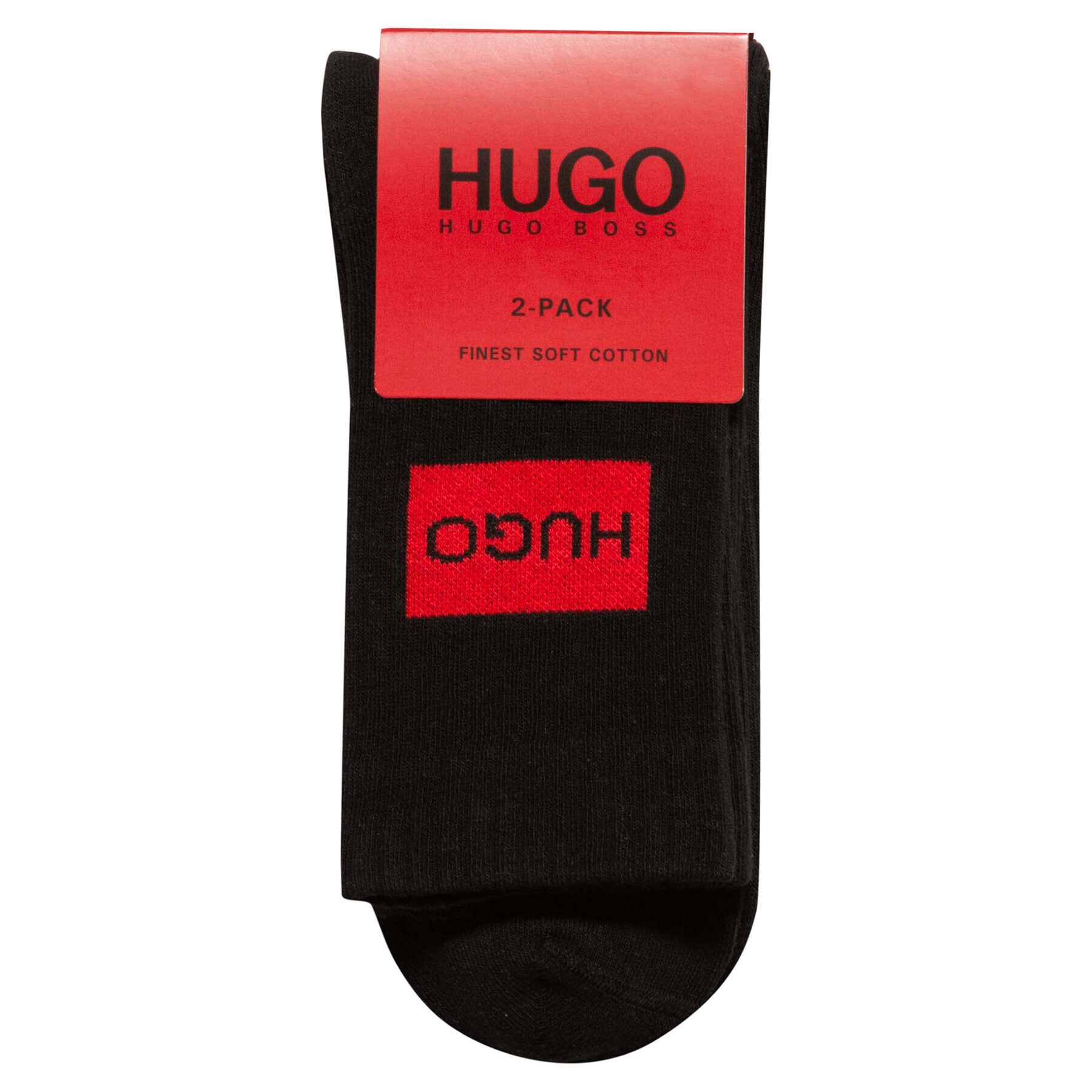 Hugo Sada 2 párů pánských vysokých ponožek 2P Qs Rib Label Cc 50437697 Černá - Pepit.cz