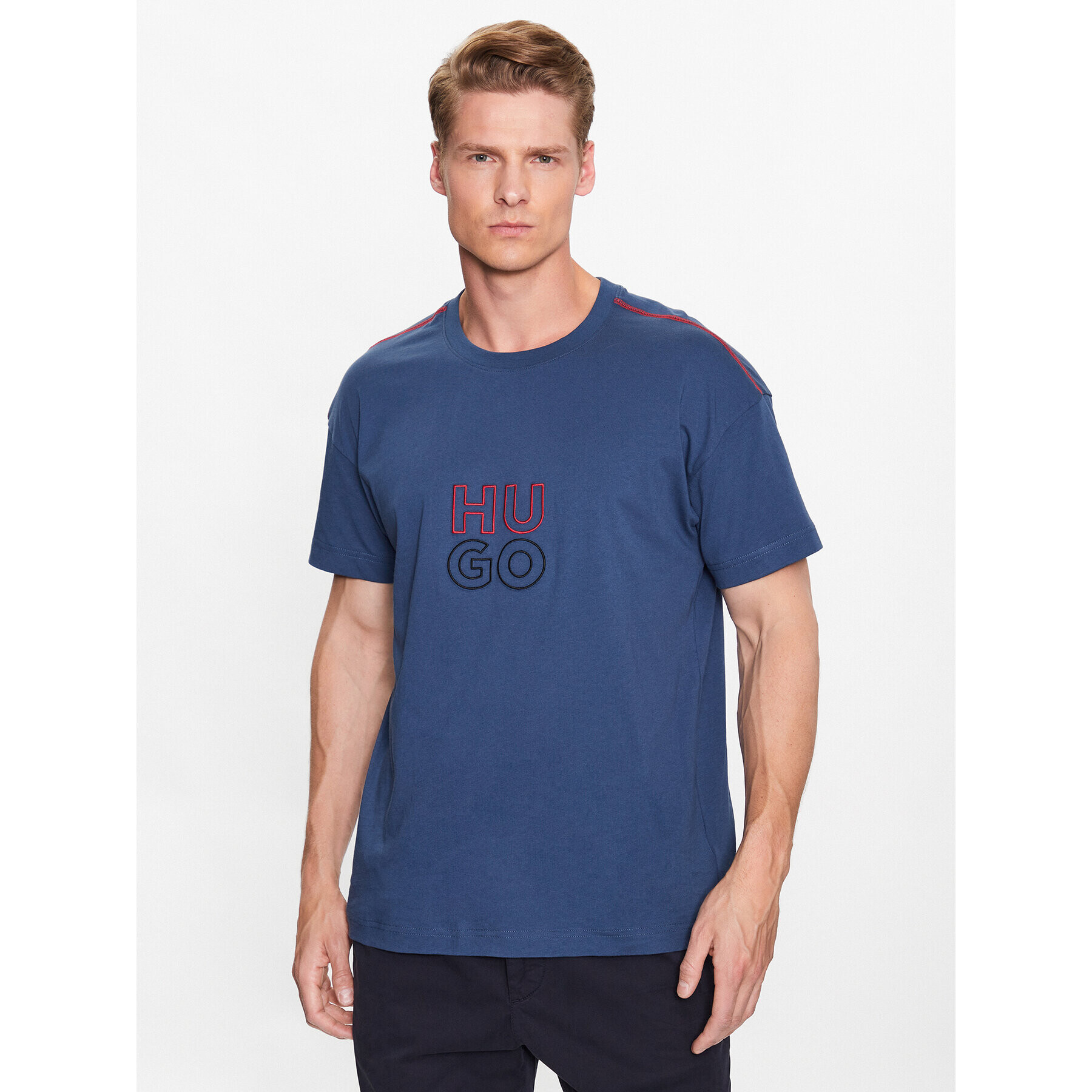 Hugo T-Shirt 50490418 Tmavomodrá Relaxed Fit - Pepit.cz