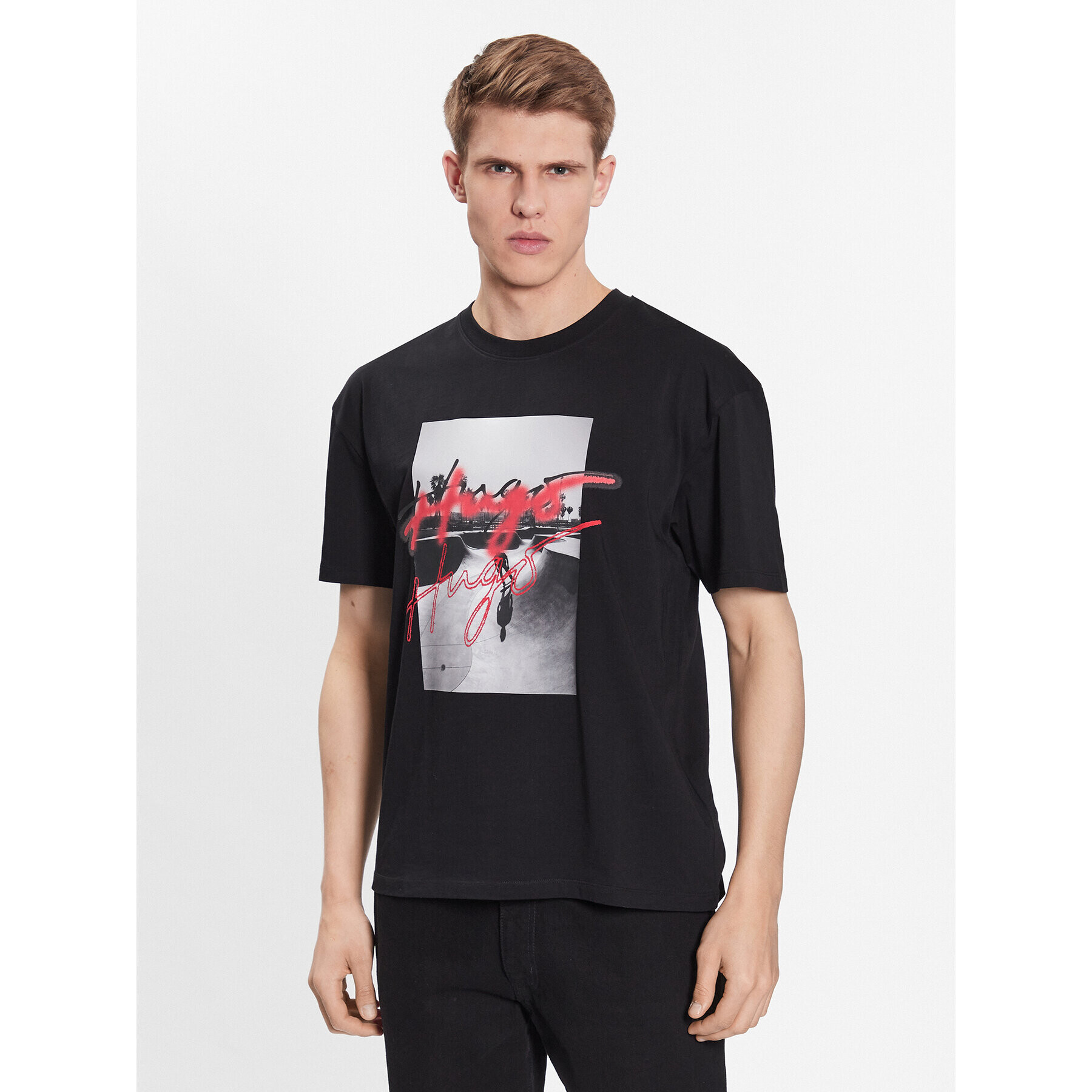 Hugo T-Shirt 50491813 Černá Oversize - Pepit.cz