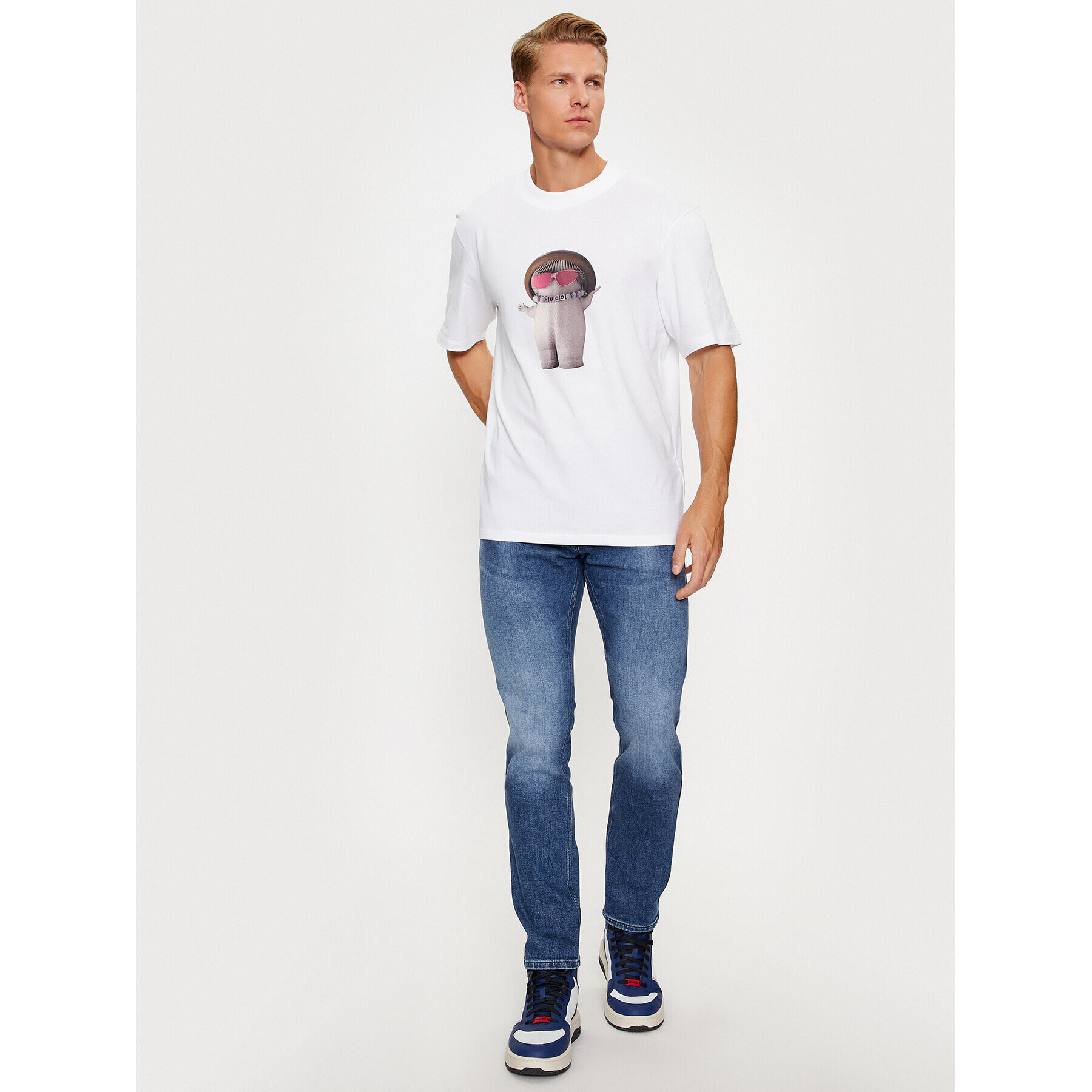 Hugo T-Shirt Dampignon 50495167 Bílá Relaxed Fit - Pepit.cz