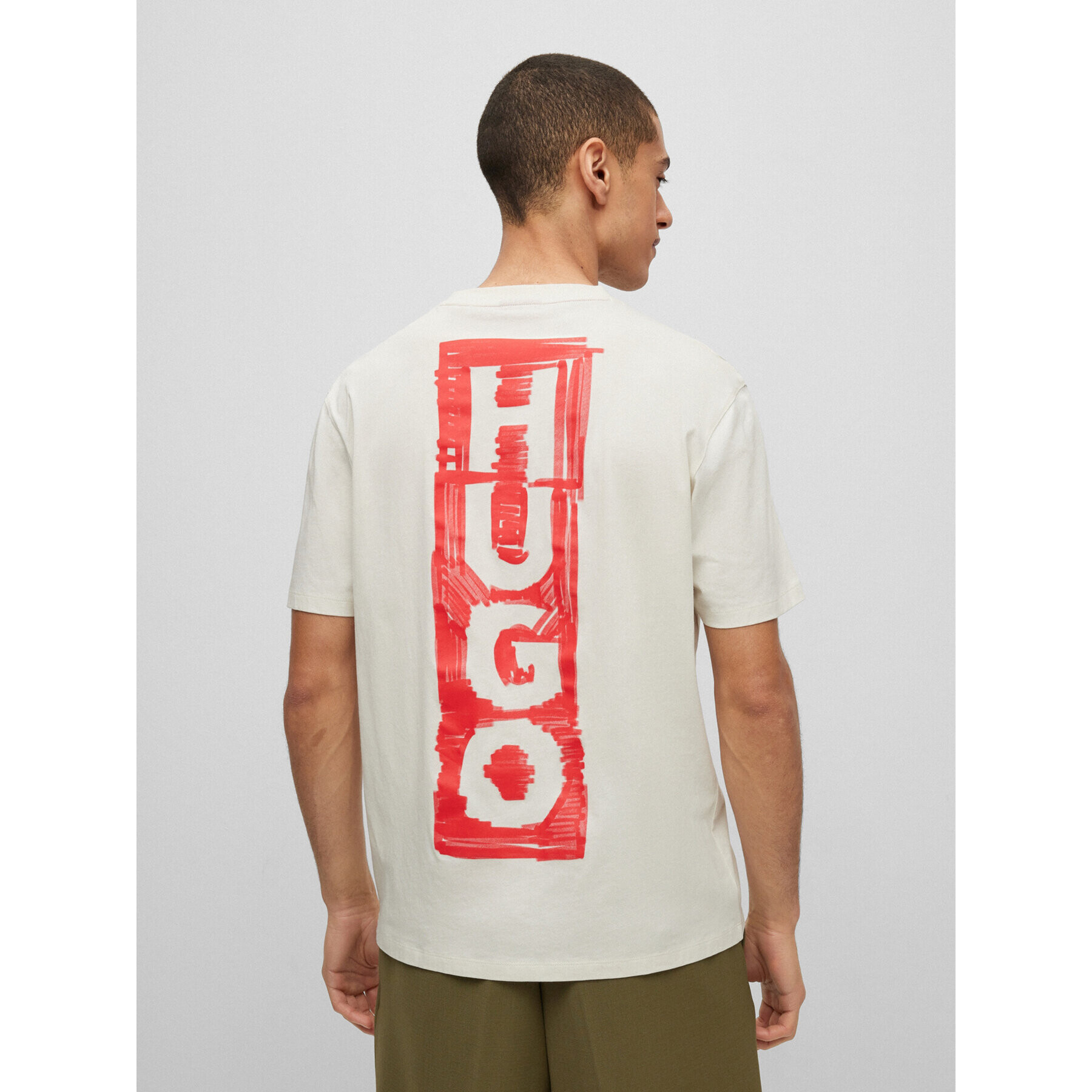 Hugo T-Shirt Danden 50493996 Béžová Relaxed Fit - Pepit.cz