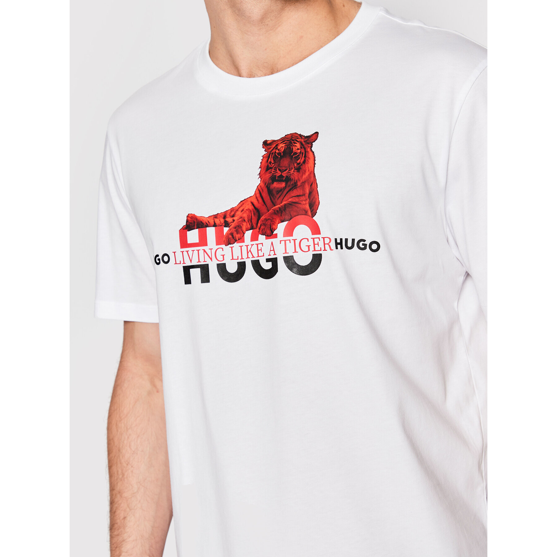 Hugo T-Shirt Datertiger 50467356 Bílá Regular Fit - Pepit.cz