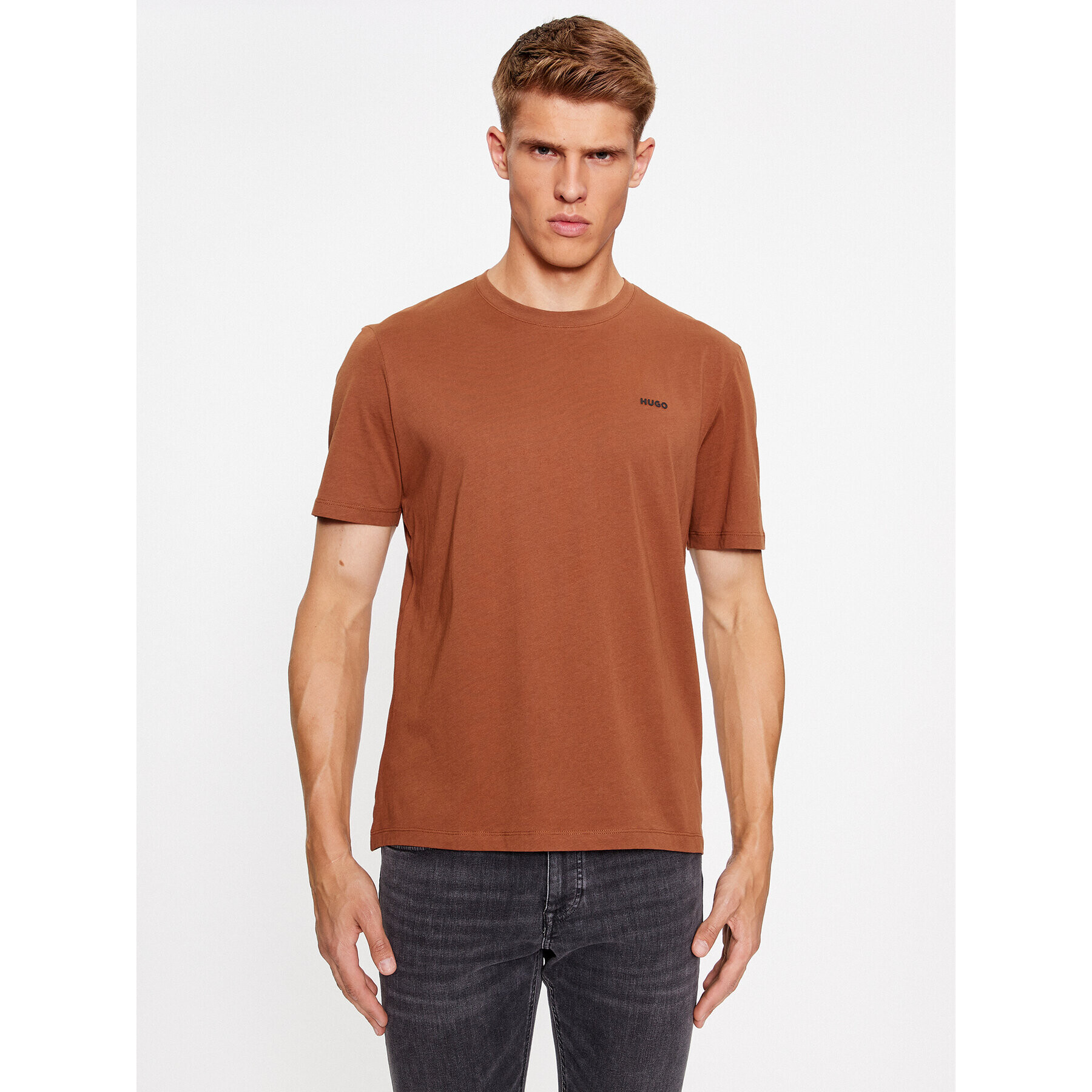 Hugo T-Shirt Dero222 50466158 Hnědá Regular Fit - Pepit.cz