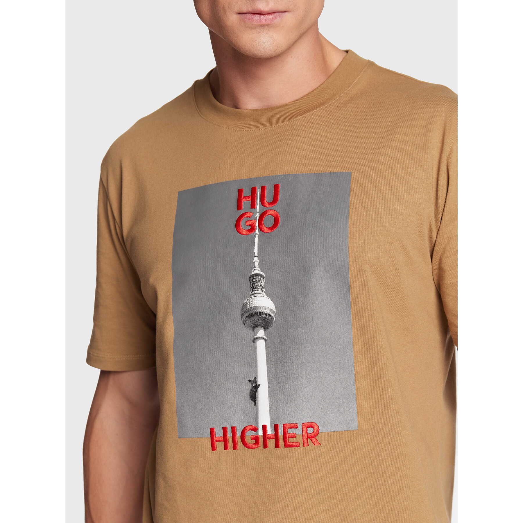 Hugo T-Shirt Dunnie 50477607 Béžová Regular Fit - Pepit.cz