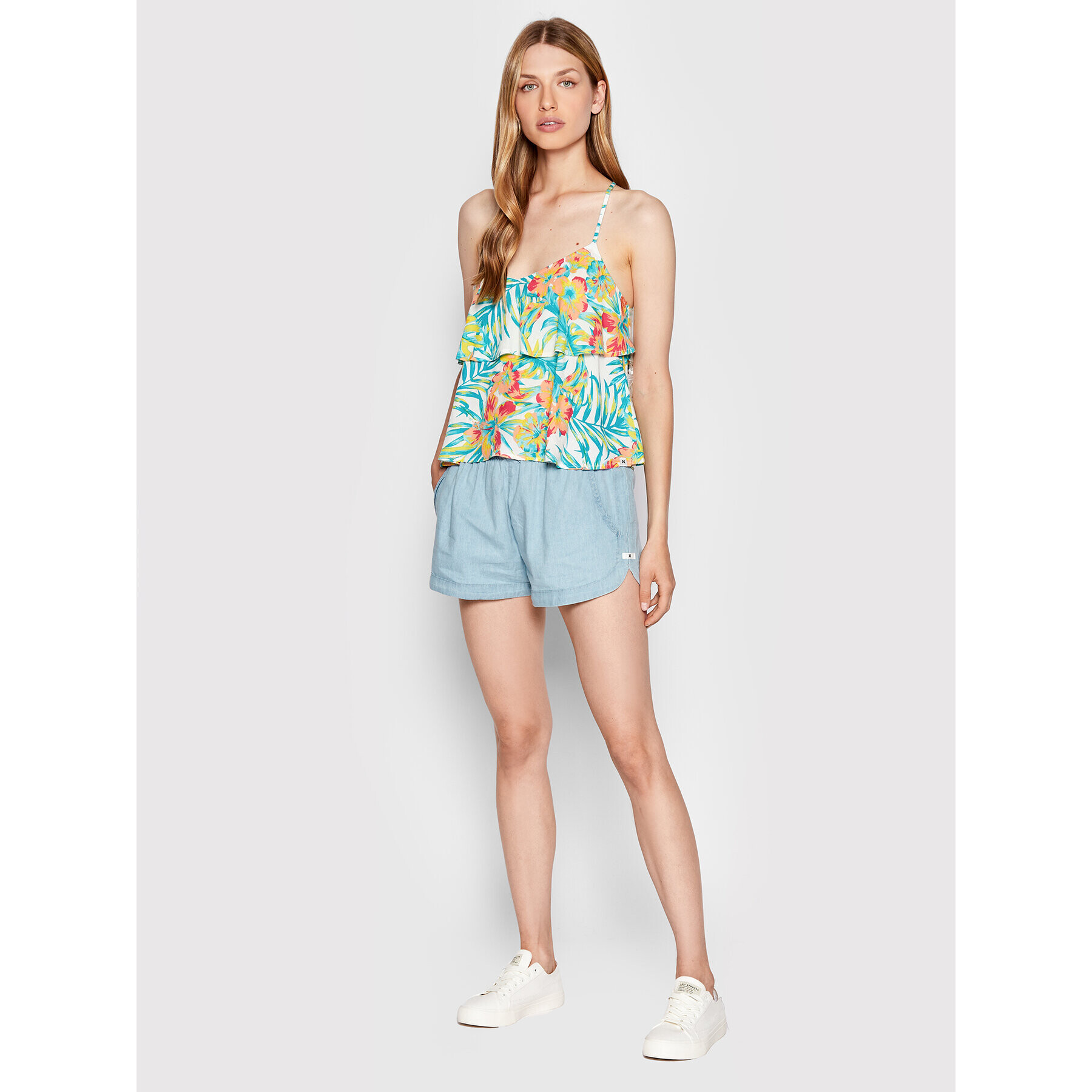 Hurley Džínové šortky Cindy Chambray 3HWH0467 Modrá Regular Fit - Pepit.cz