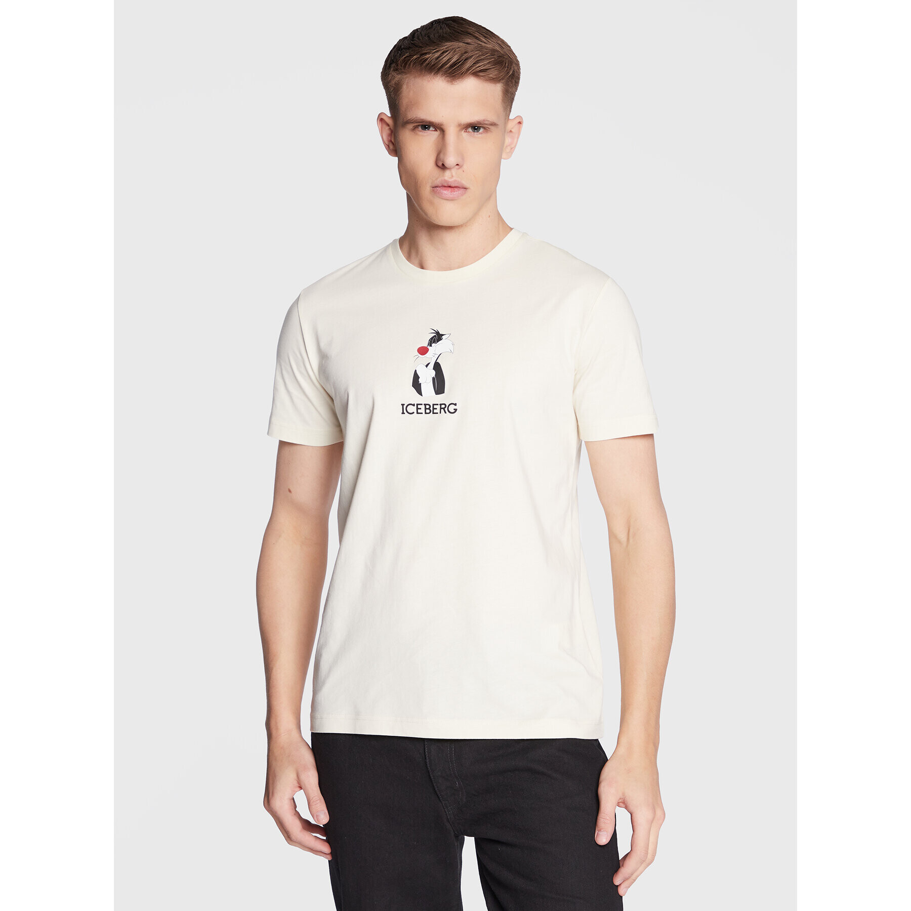 Iceberg T-Shirt F02263011094 Écru Regular Fit - Pepit.cz