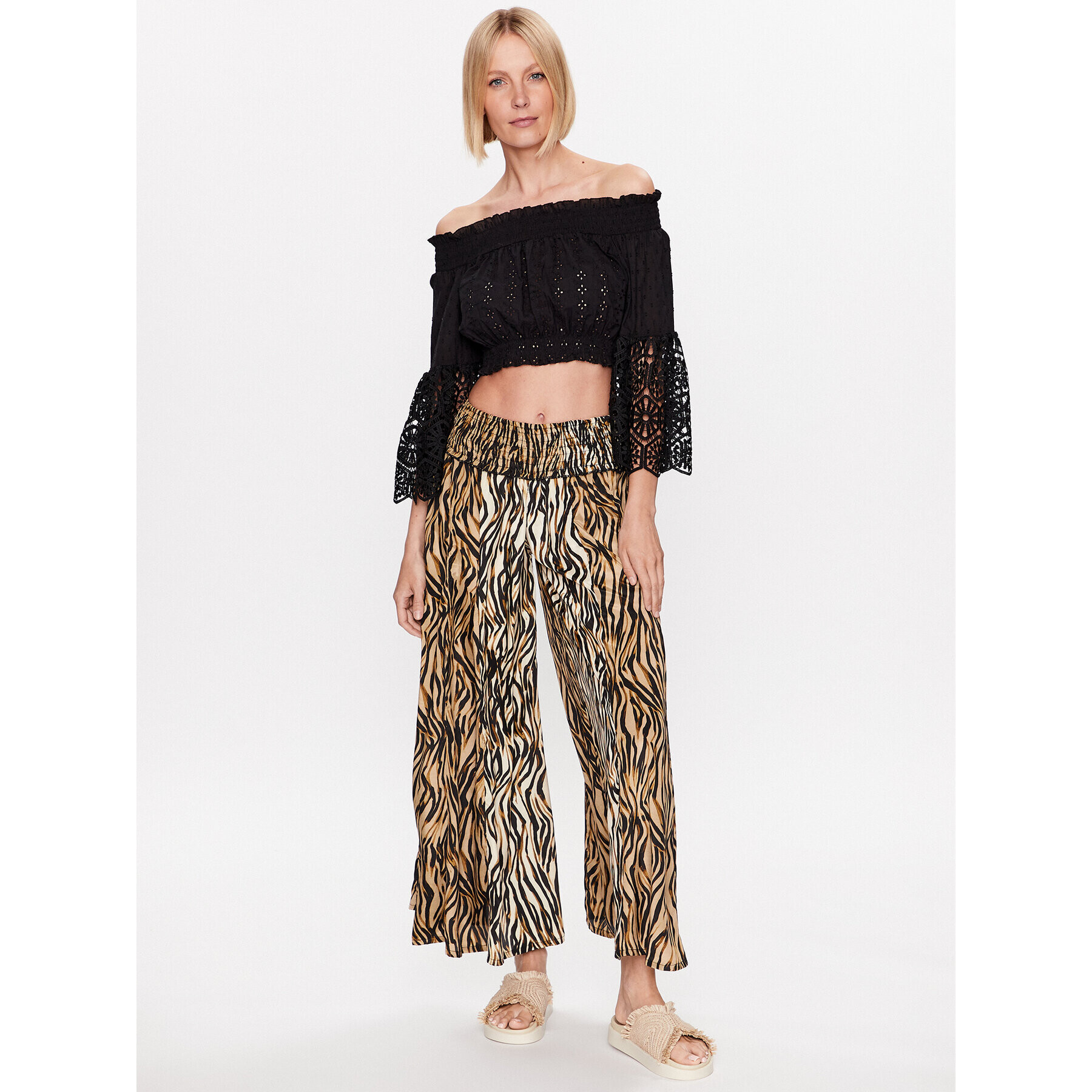 Iconique Kalhoty culottes IC23 124 Hnědá Oversize - Pepit.cz