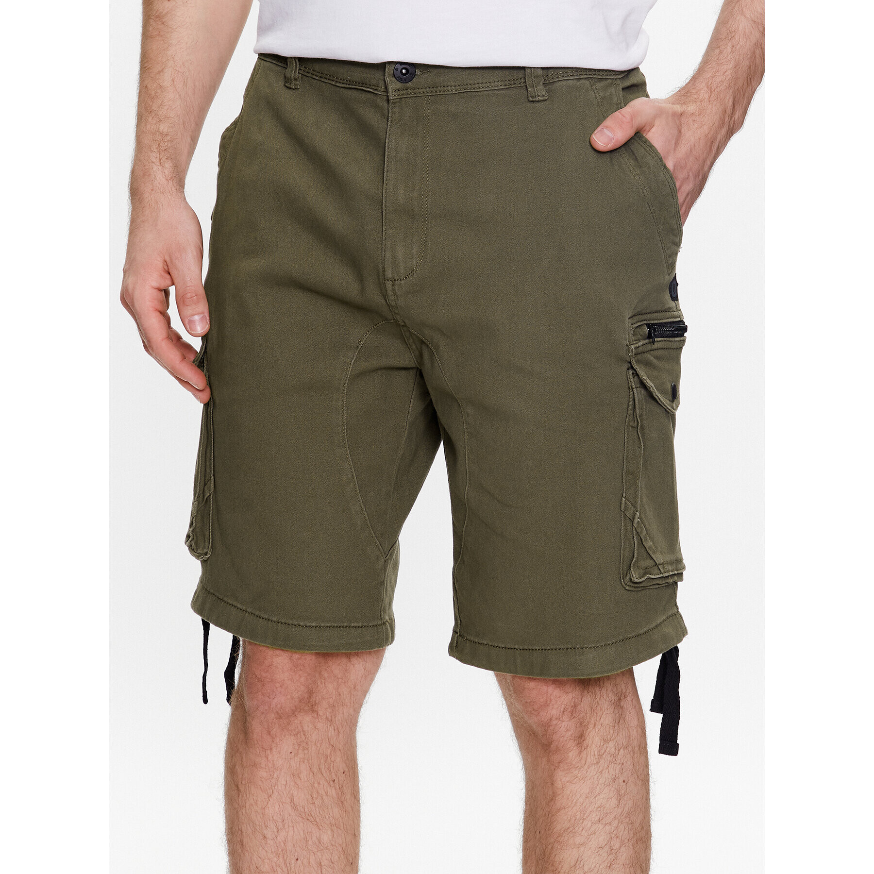 INDICODE Šortky z materiálu Agron 70-557 Khaki Regular Fit - Pepit.cz