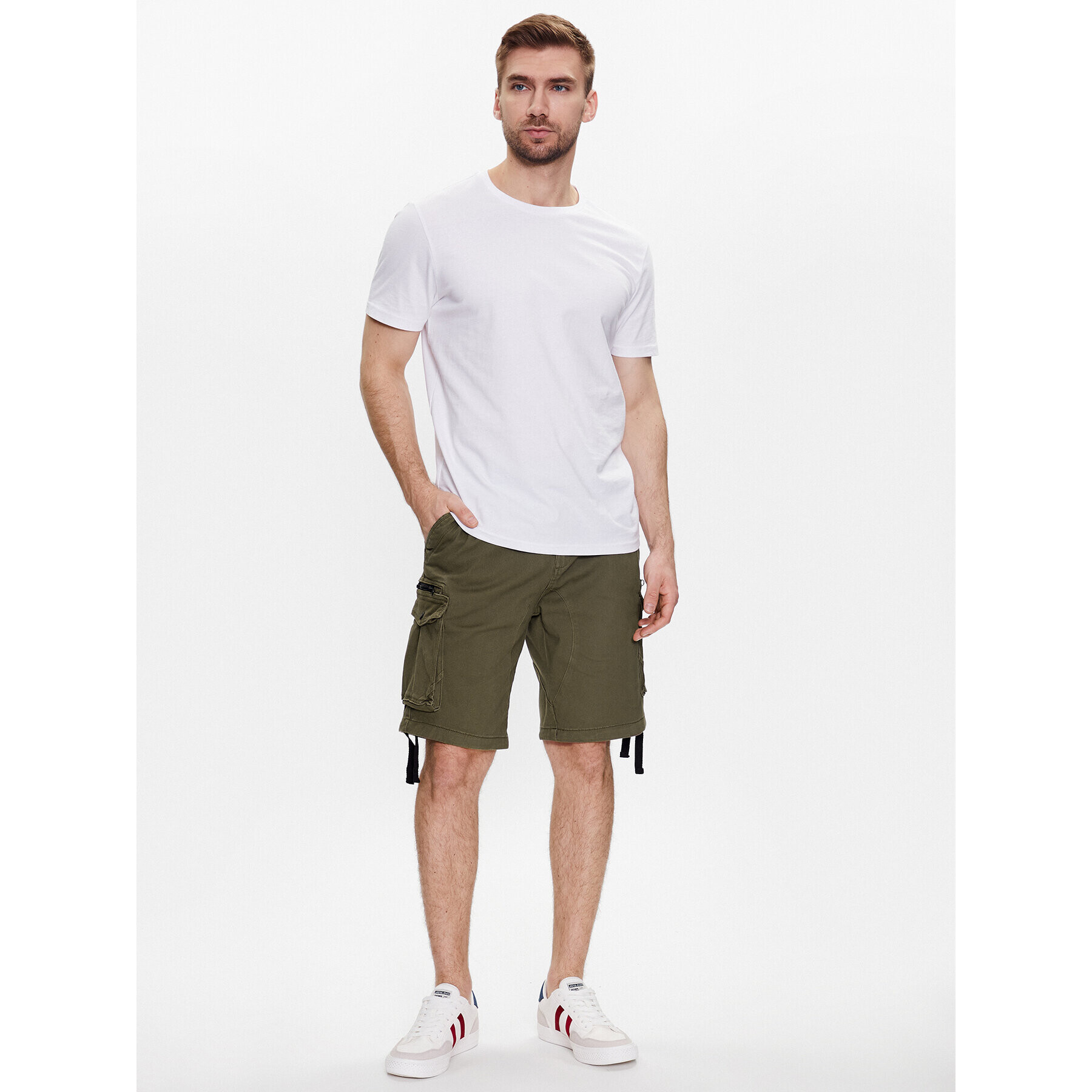 INDICODE Šortky z materiálu Agron 70-557 Khaki Regular Fit - Pepit.cz