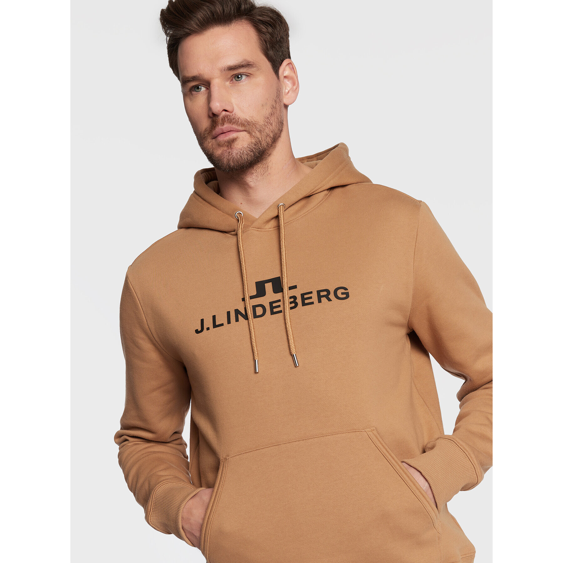 J.Lindeberg Mikina Alpha AMJS06697 Hnědá Regular Fit - Pepit.cz