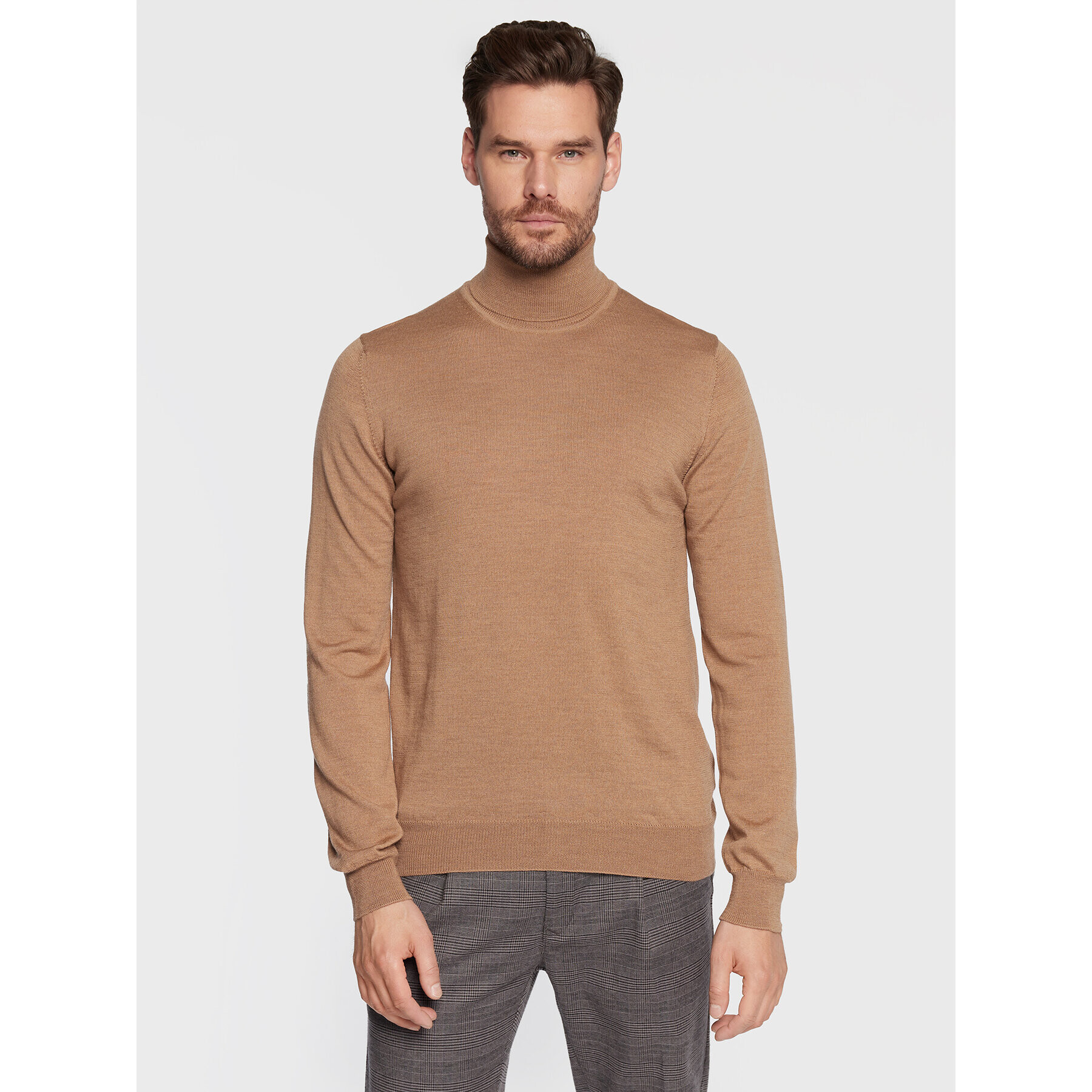 J.Lindeberg Rolák Lyd Merino FMKW06426 Hnědá Slim Fit - Pepit.cz