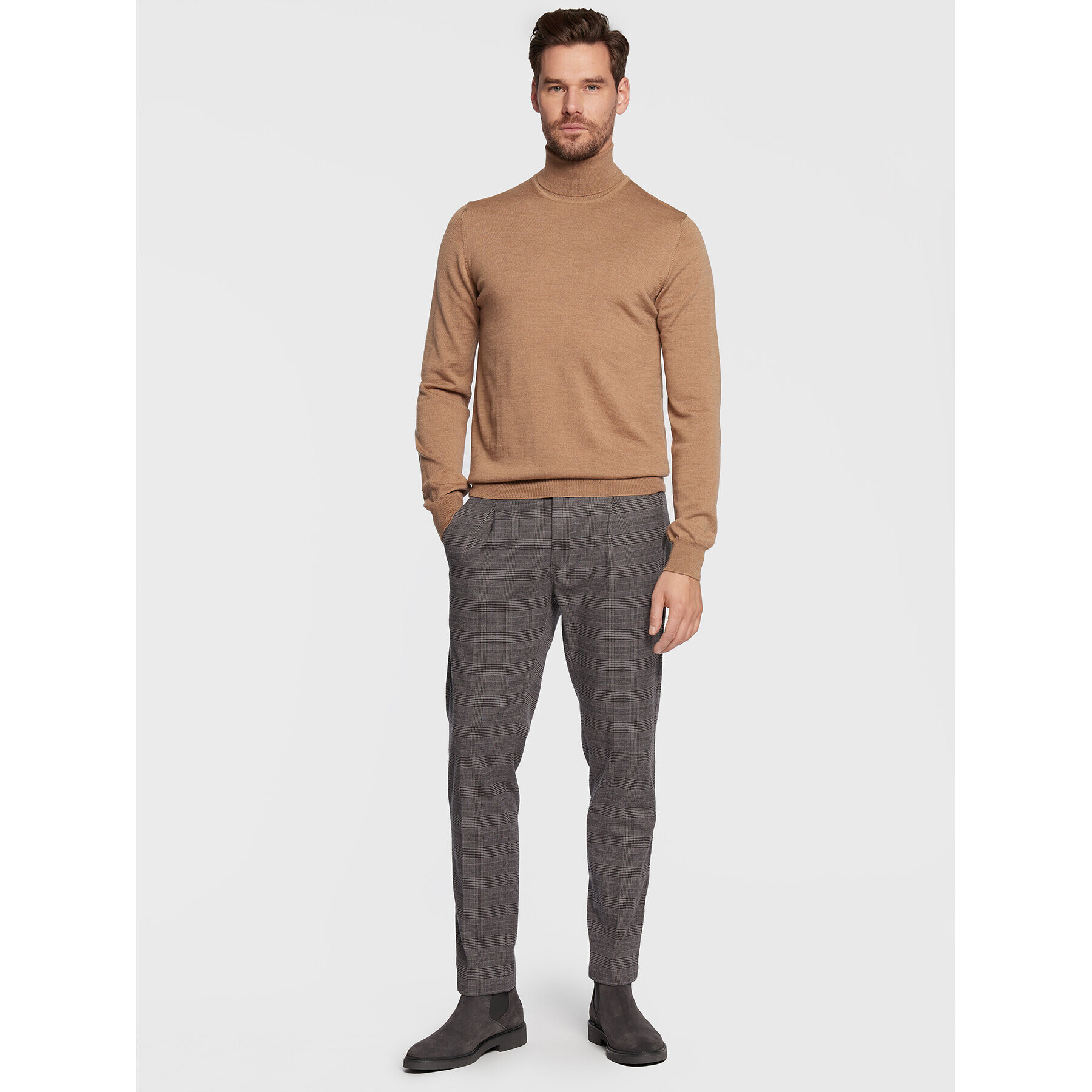 J.Lindeberg Rolák Lyd Merino FMKW06426 Hnědá Slim Fit - Pepit.cz