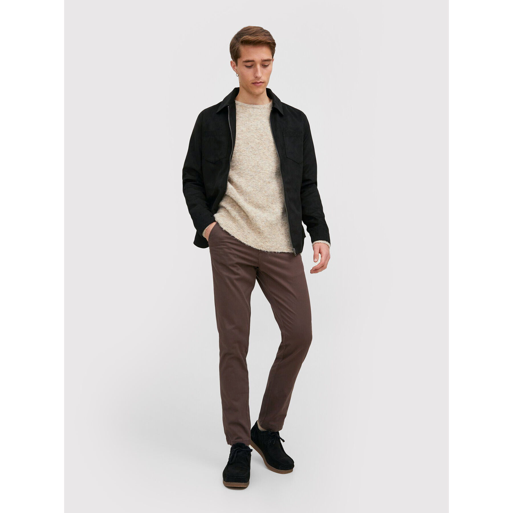 Jack&Jones Chino kalhoty Marco 12212136 Hnědá Slim Fit - Pepit.cz