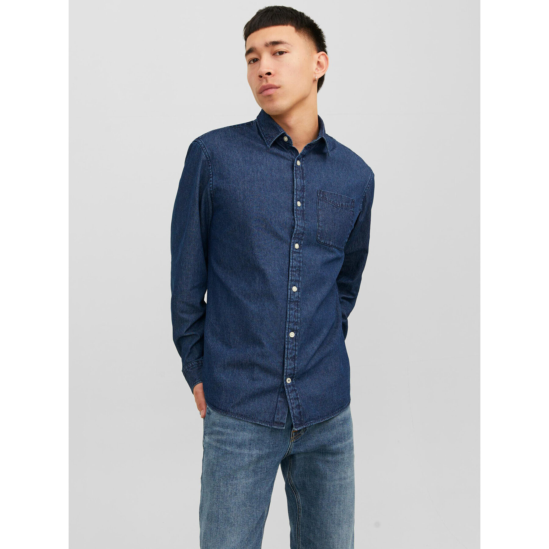 Jack&Jones džínová košile 12235984 Tmavomodrá Slim Fit - Pepit.cz