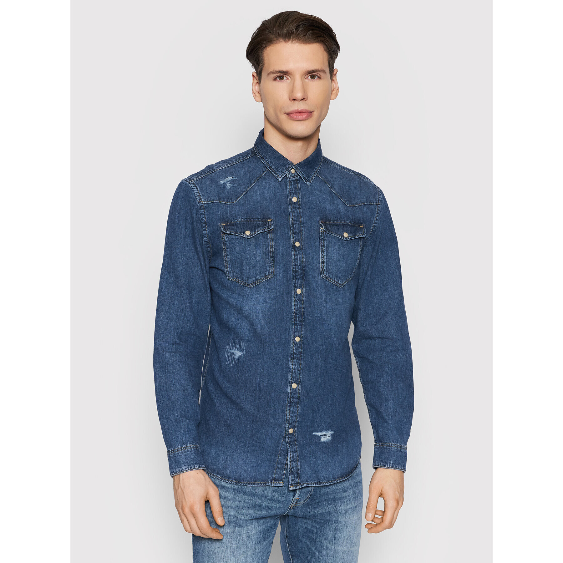 Jack&Jones džínová košile Sheridan 12188543 Tmavomodrá Regular Fit - Pepit.cz