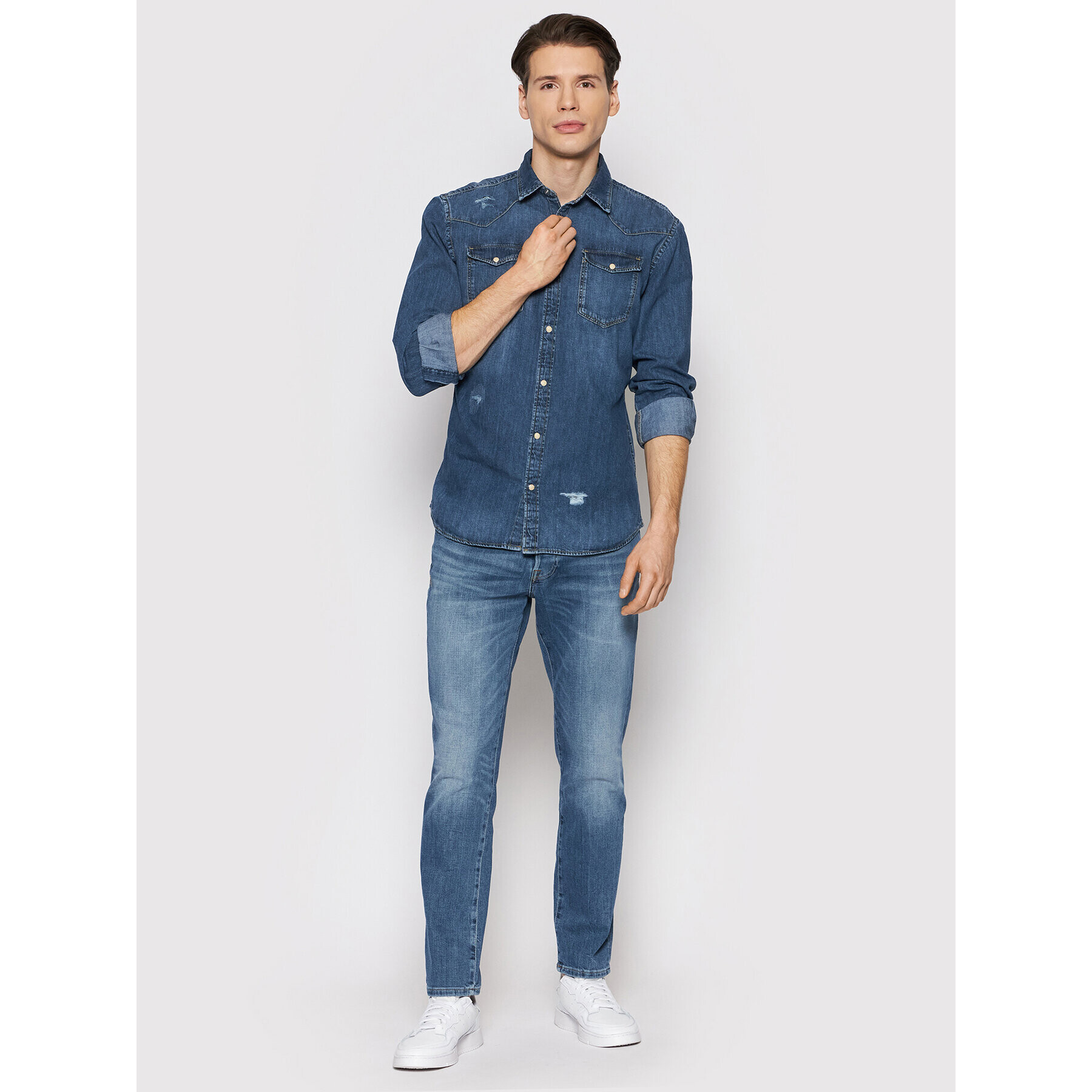 Jack&Jones džínová košile Sheridan 12188543 Tmavomodrá Regular Fit - Pepit.cz