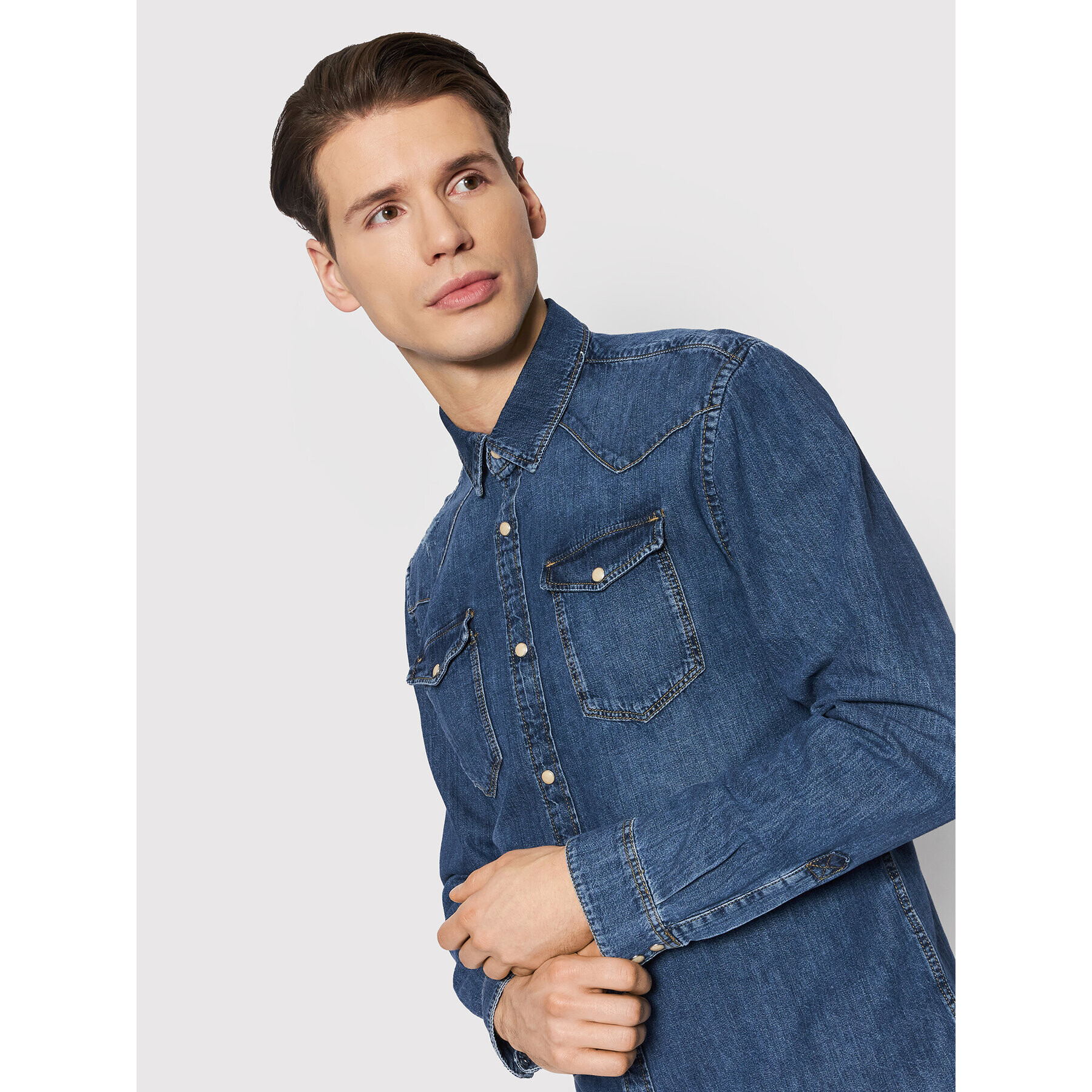 Jack&Jones džínová košile Sheridan 12188543 Tmavomodrá Regular Fit - Pepit.cz