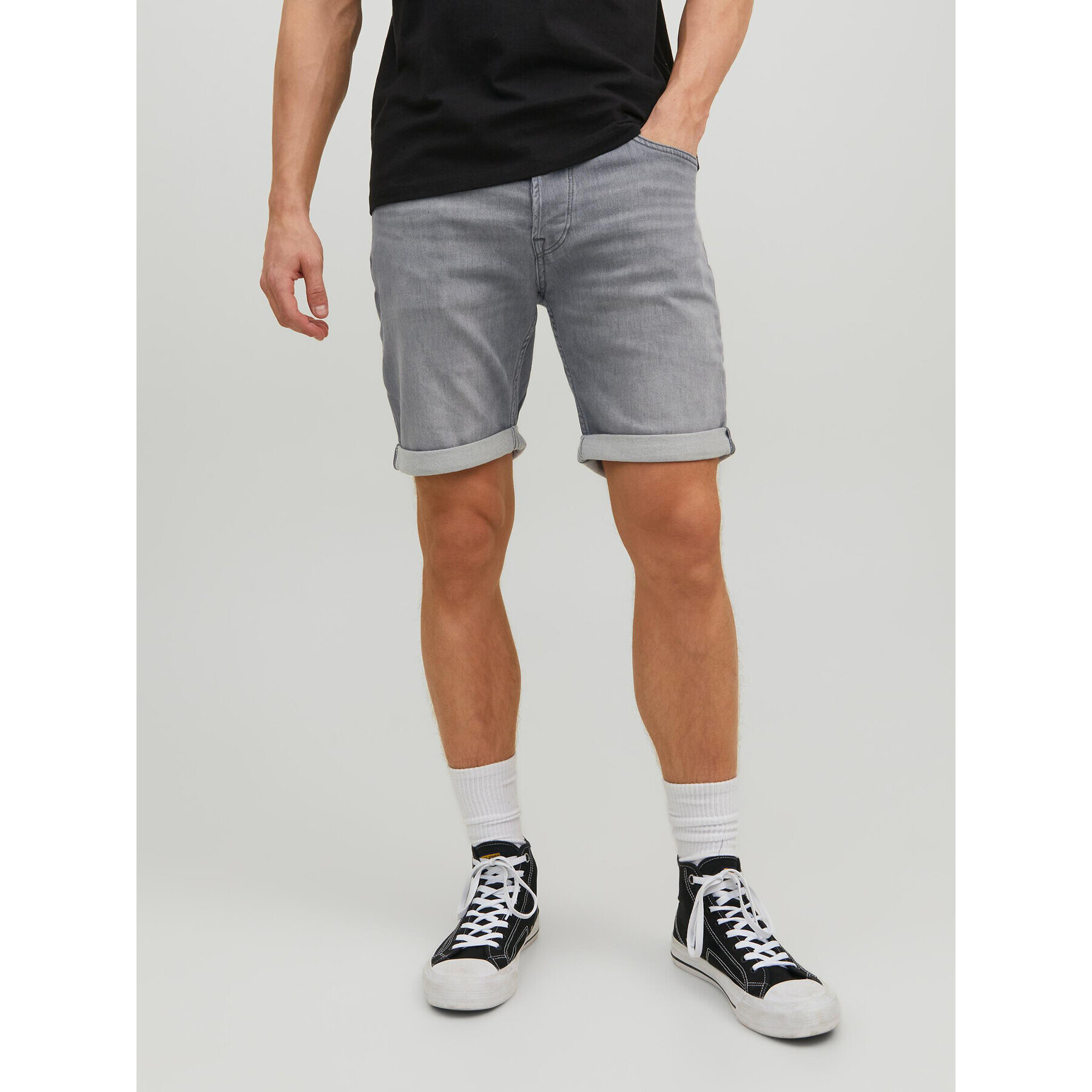 Jack&Jones Džínové šortky 12223680 Šedá Regular Fit - Pepit.cz