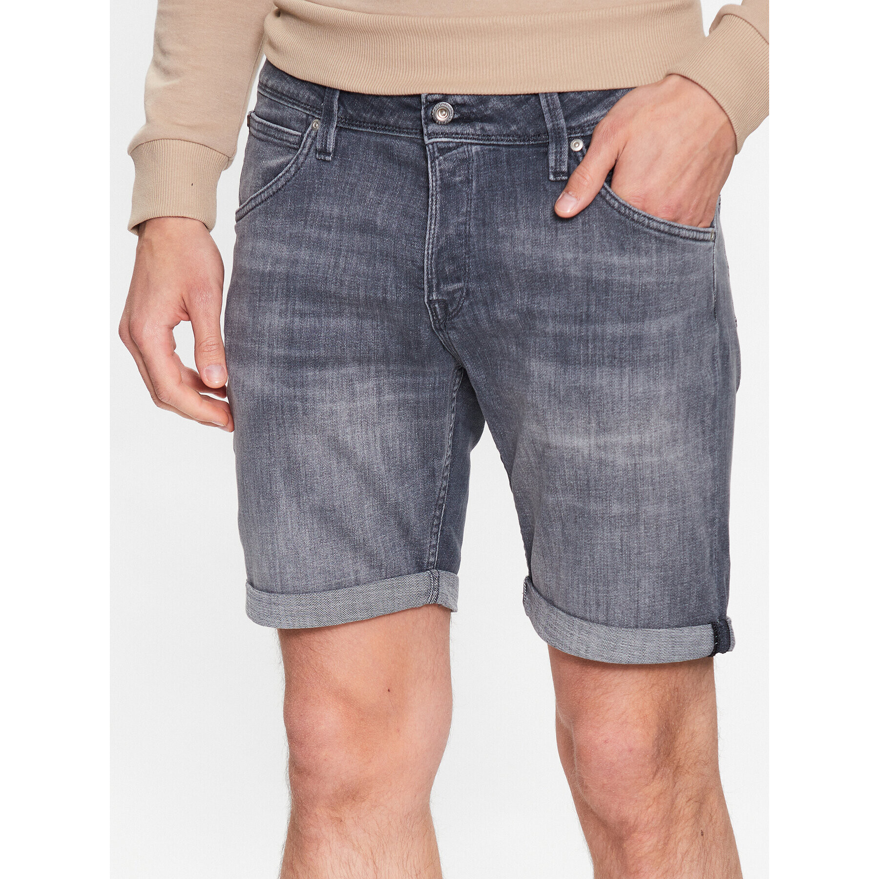 Jack&Jones Džínové šortky Rick 12226232 Šedá Regular Fit - Pepit.cz