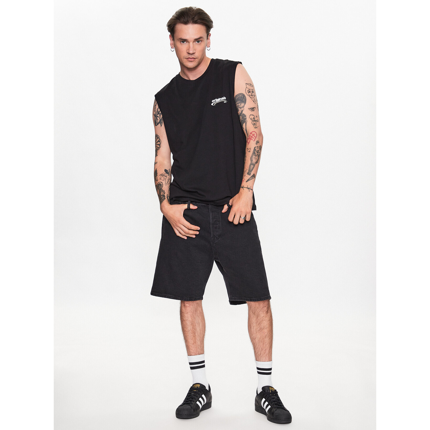 Jack&Jones Džínové šortky Tony 12229606 Černá Baggy Fit - Pepit.cz