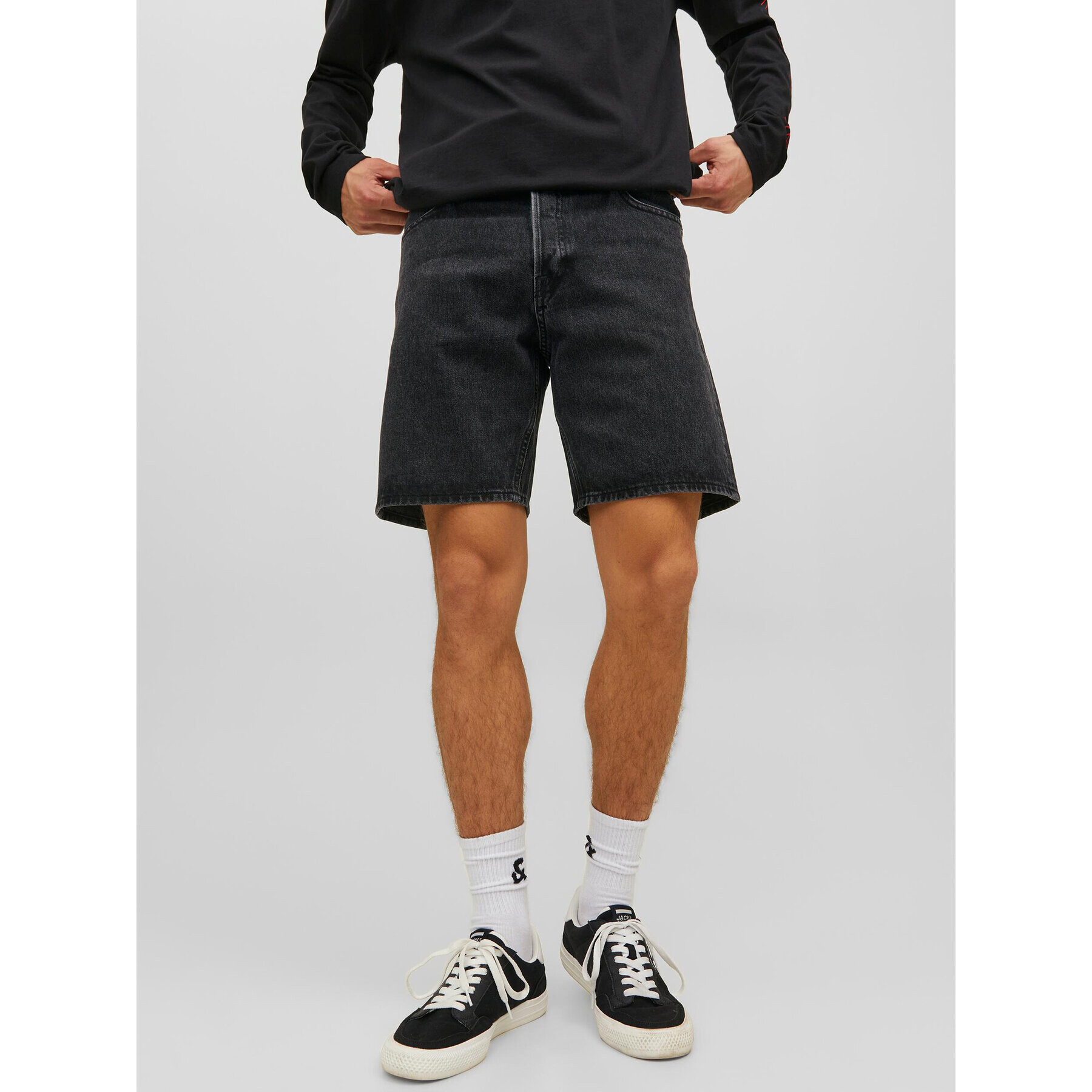 Jack&Jones Džínové šortky Chris 12223607 Černá Relaxed Fit - Pepit.cz