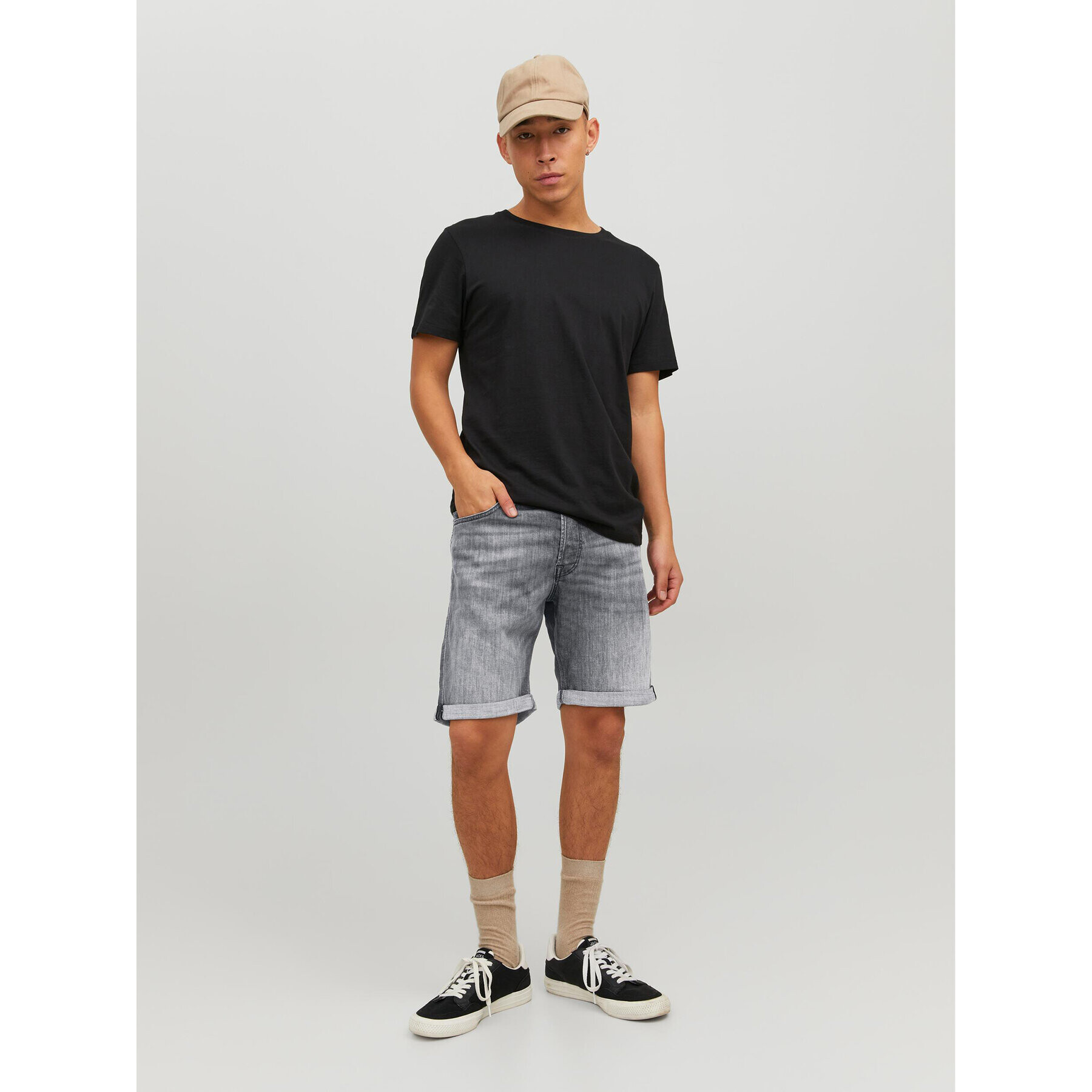 Jack&Jones Džínové šortky Chris 12236193 Šedá Relaxed Fit - Pepit.cz