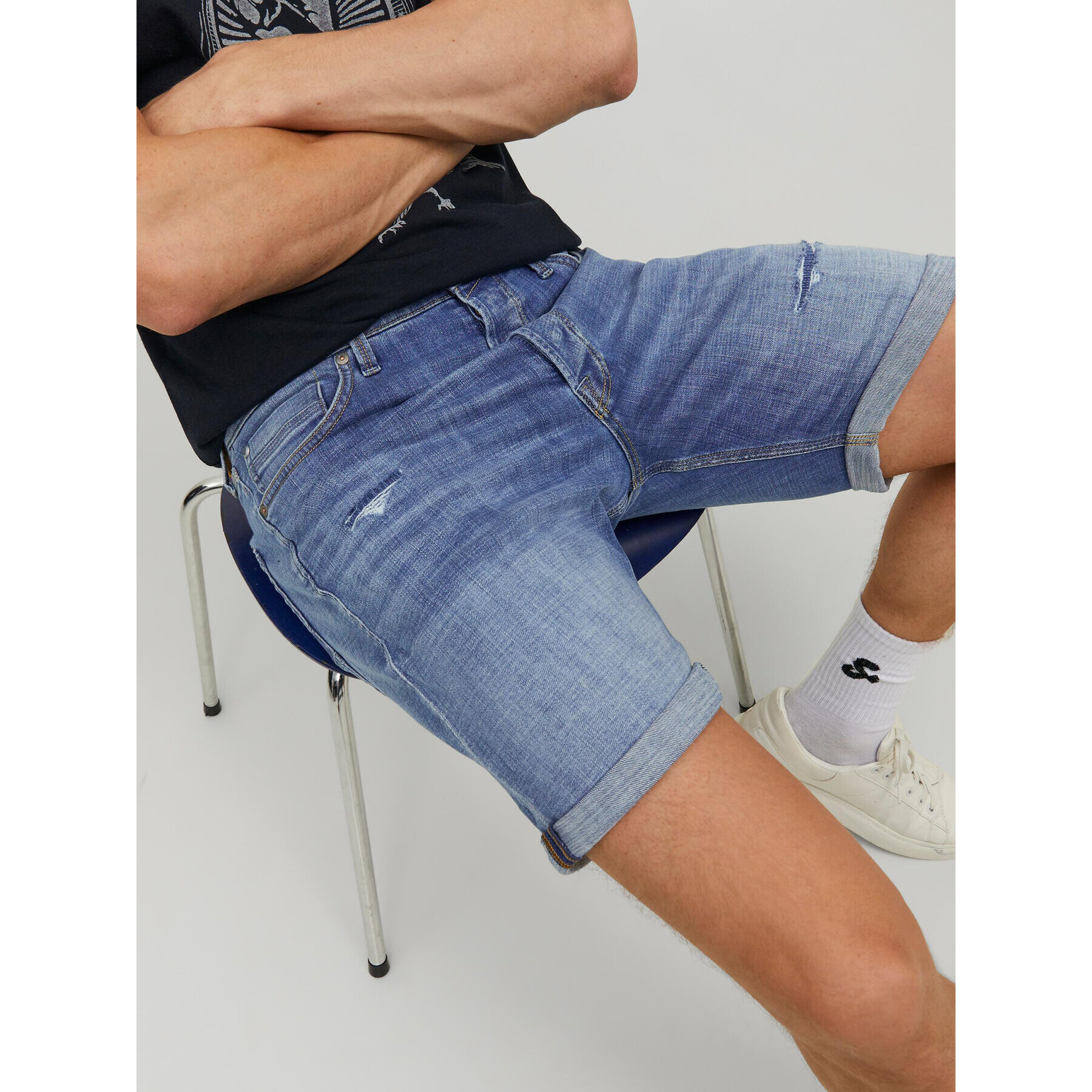 Jack&Jones Džínové šortky Chris 12236195 Modrá Relaxed Fit - Pepit.cz