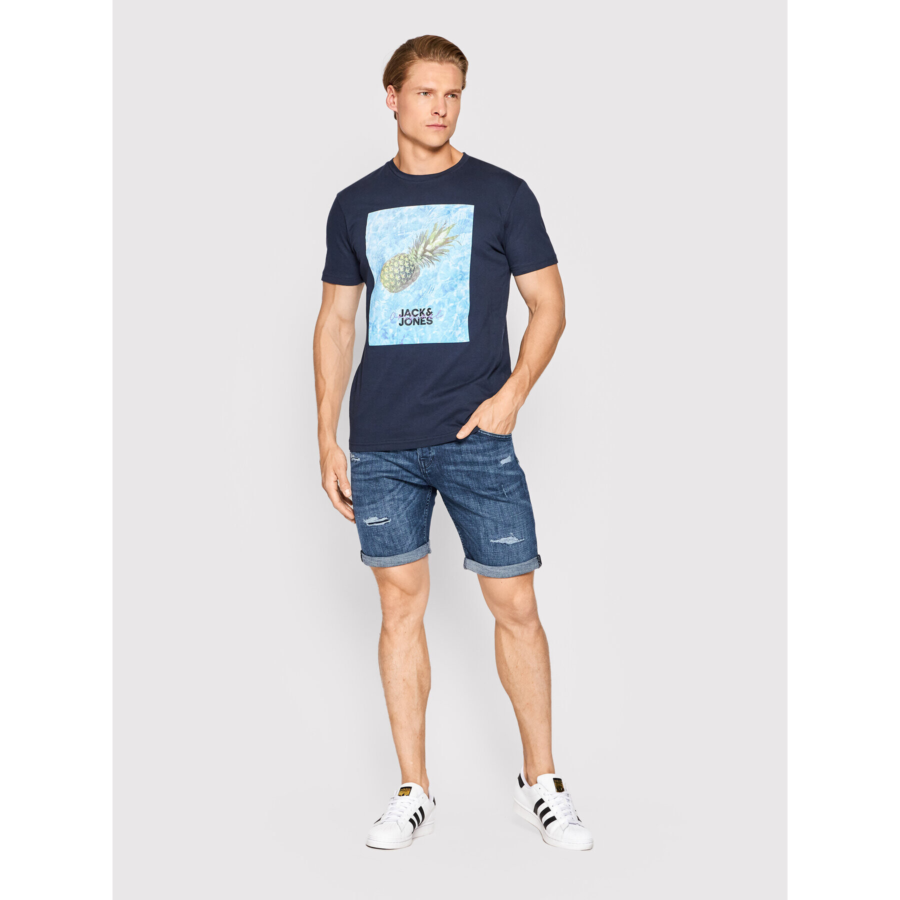 Jack&Jones Džínové šortky Rick Fox 12201632 Tmavomodrá Regular Fit - Pepit.cz