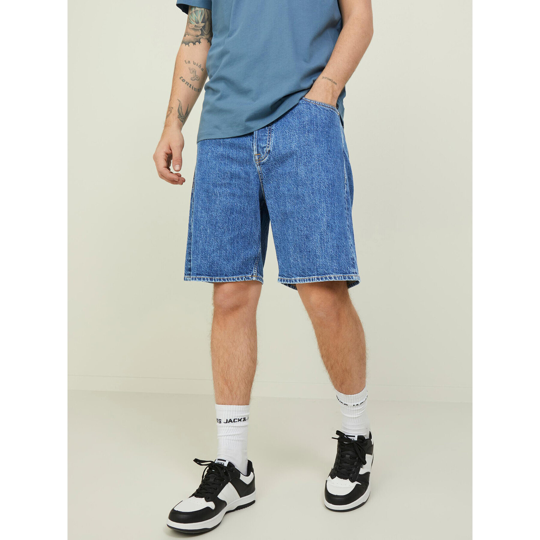 Jack&Jones Džínové šortky Tony 12209803 Modrá Baggy Fit - Pepit.cz