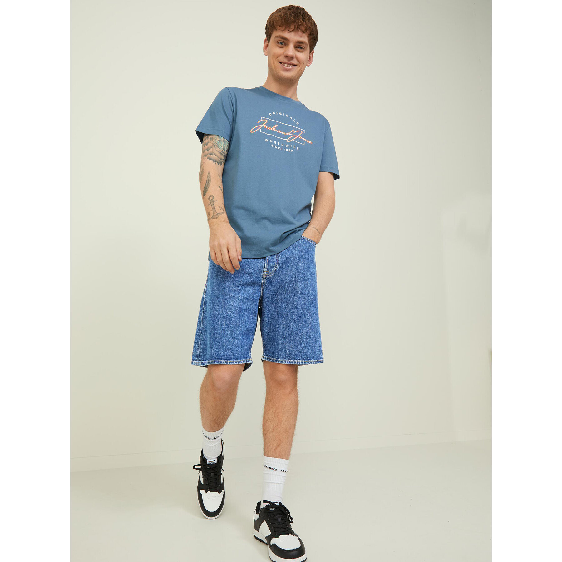 Jack&Jones Džínové šortky Tony 12209803 Modrá Baggy Fit - Pepit.cz