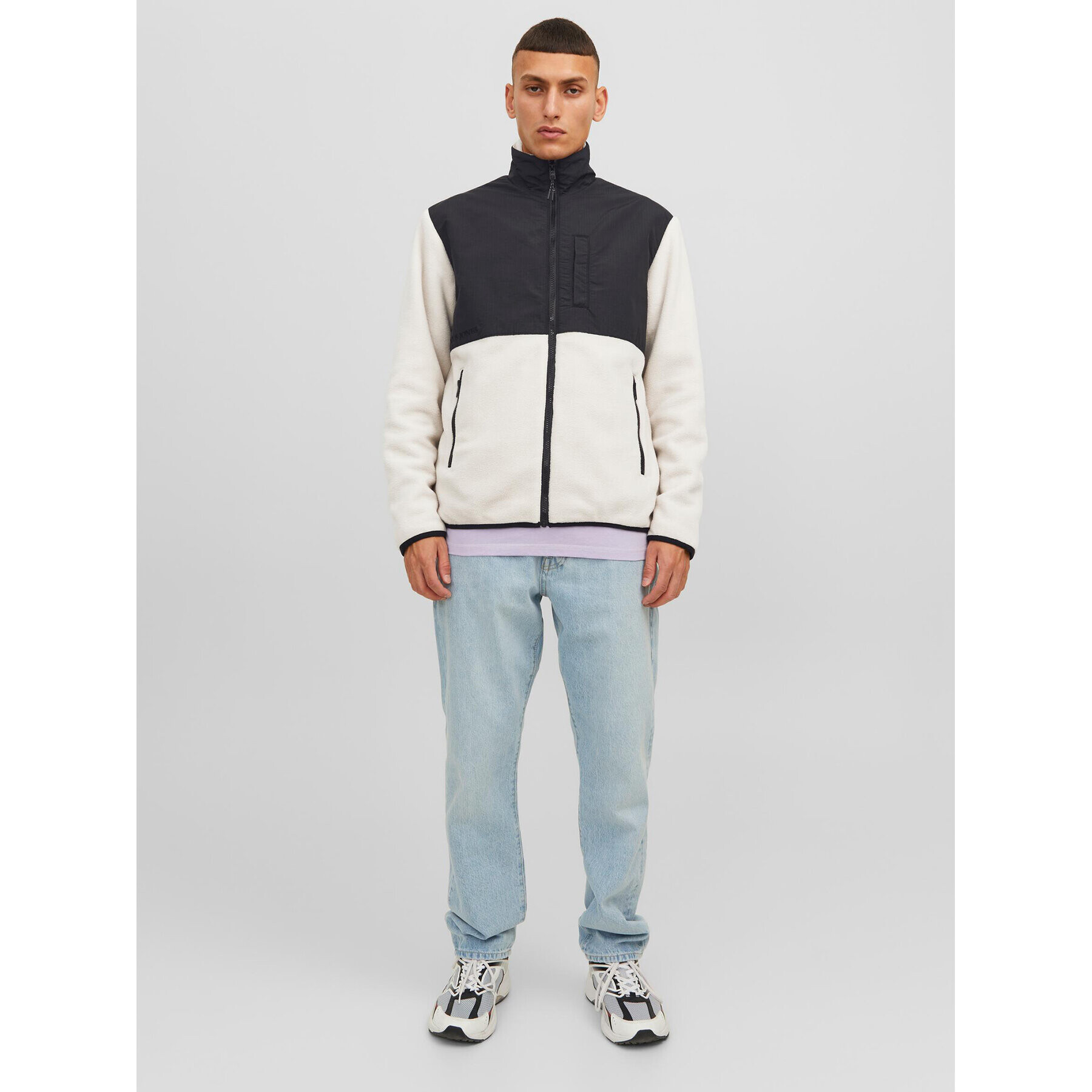 Jack&Jones Fleecová mikina Marvin 12235864 Écru Regular Fit - Pepit.cz