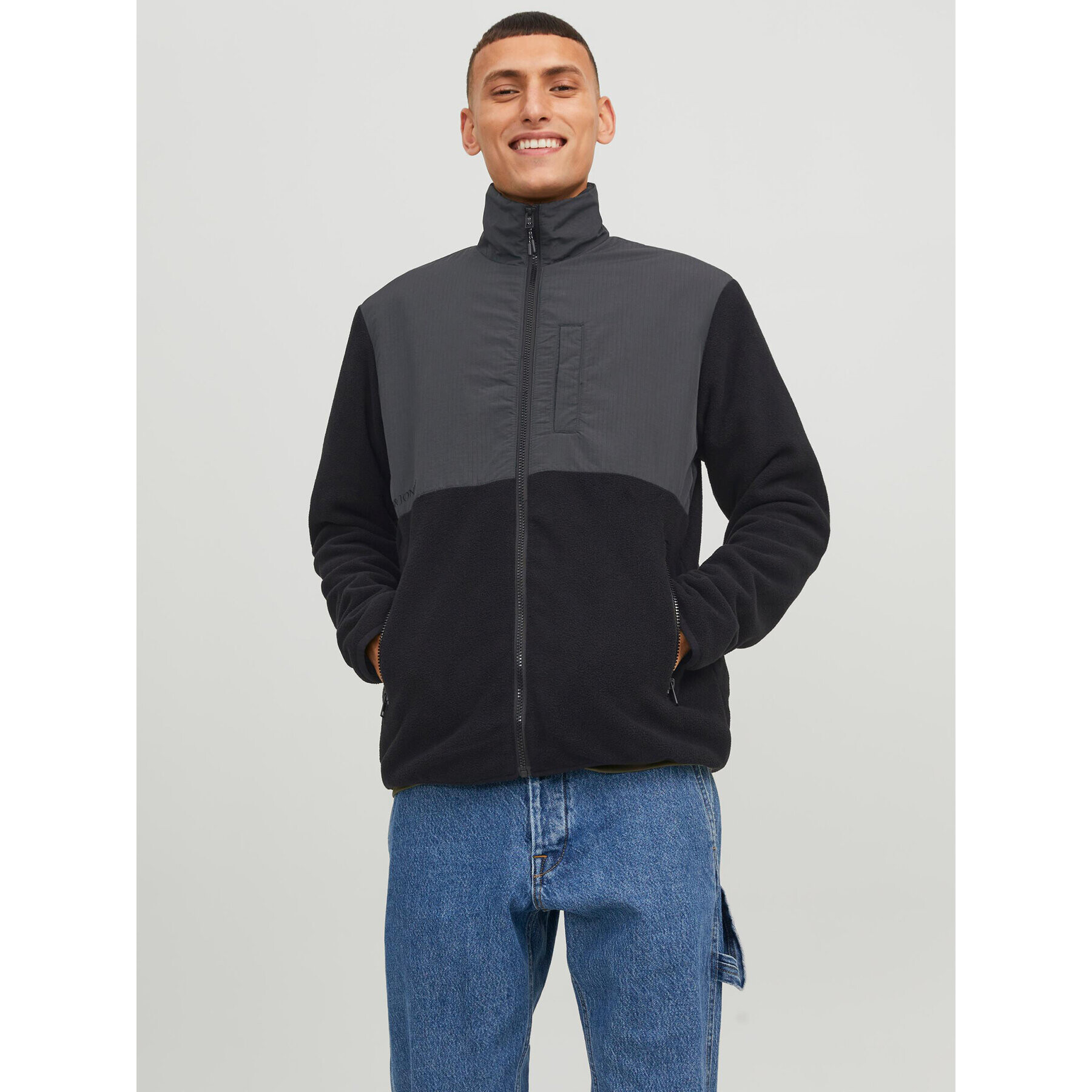 Jack&Jones Fleecová mikina Marvin 12235864 Černá Regular Fit - Pepit.cz