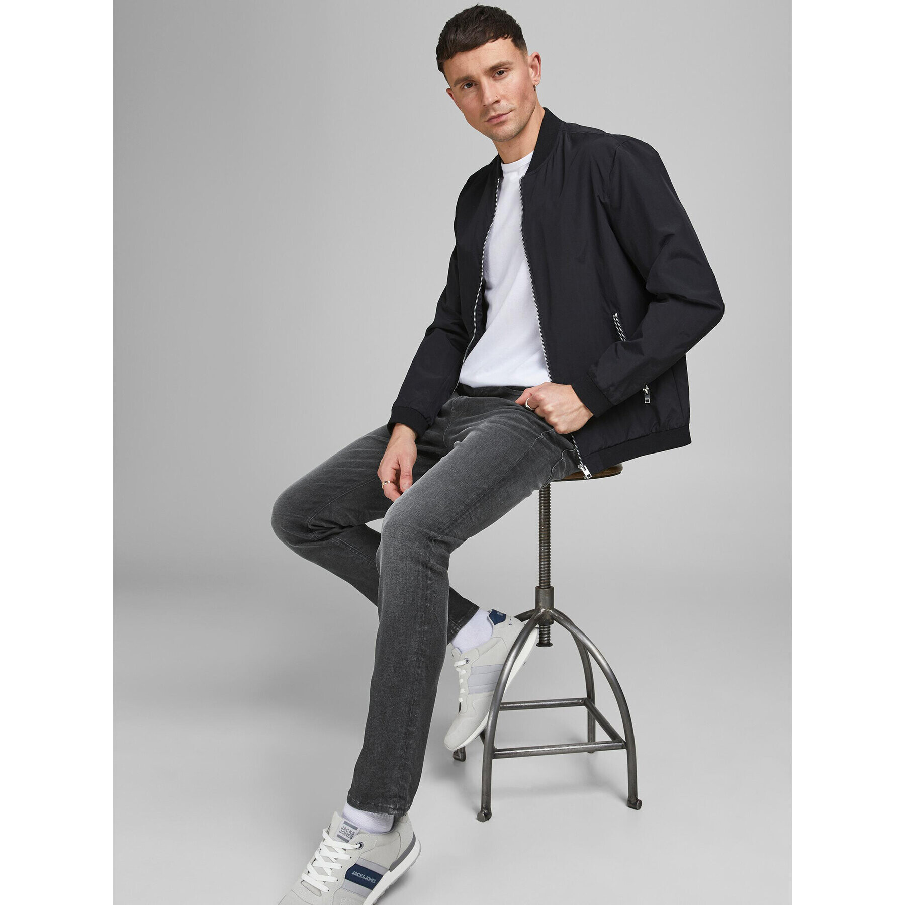 Jack&Jones Jeansy Tim 12181054 Šedá Slim Fit - Pepit.cz