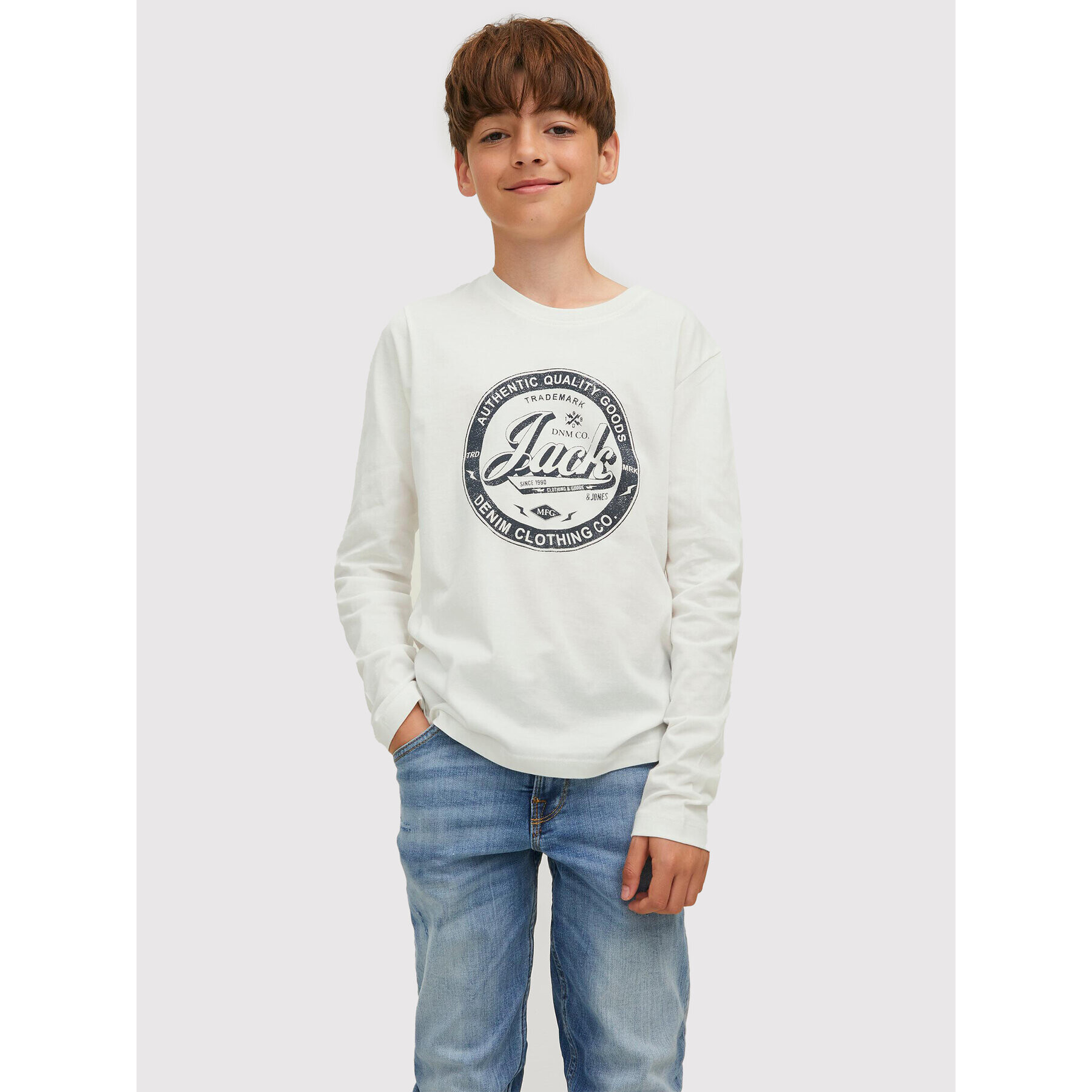 Jack&Jones Junior Halenka Jeans 12212313 Bílá Regular Fit - Pepit.cz