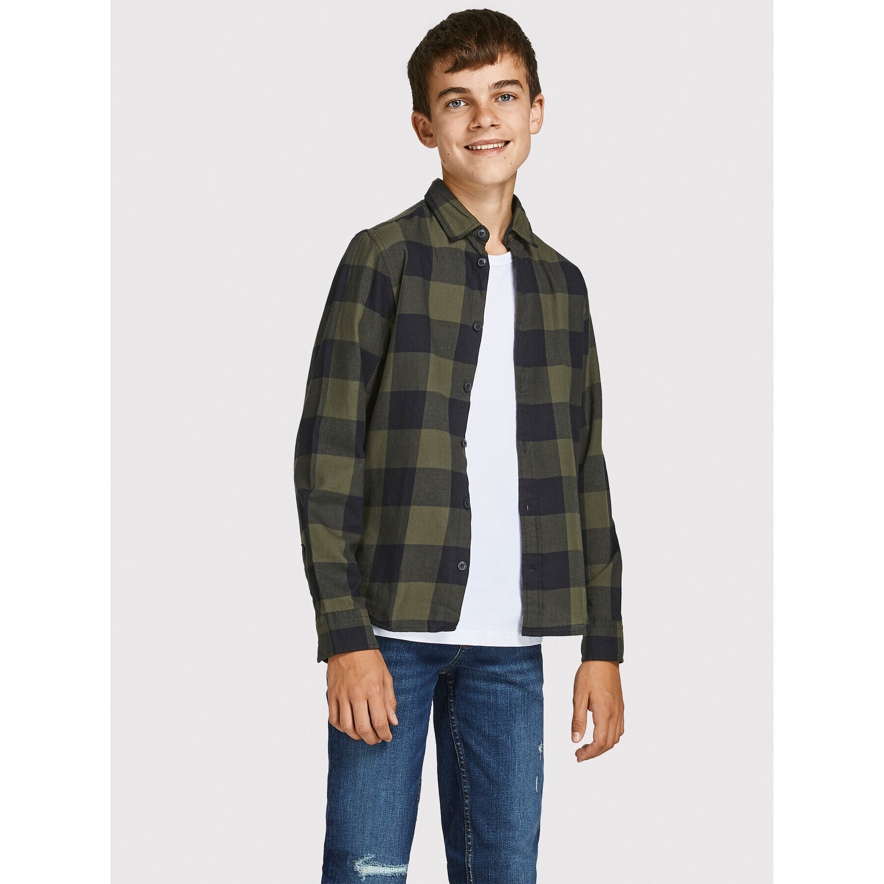 Jack&Jones Junior Košile Gingham 12183050 Zelená Regular Fit - Pepit.cz