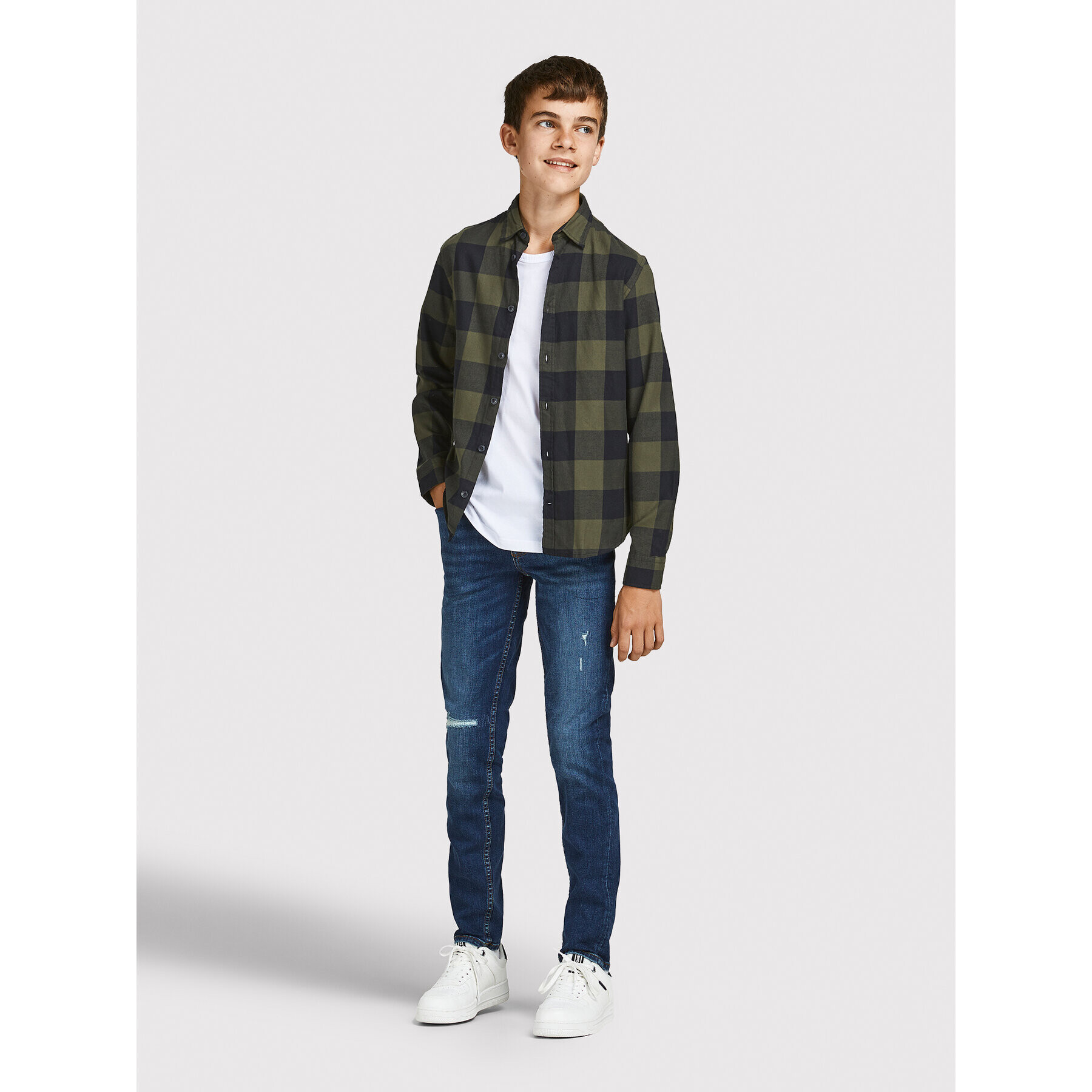 Jack&Jones Junior Košile Gingham 12183050 Zelená Regular Fit - Pepit.cz