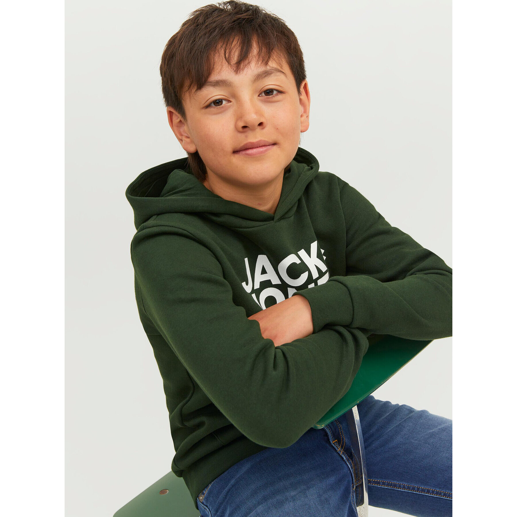 Jack&Jones Junior Mikina 12152841 Zelená Regular Fit - Pepit.cz