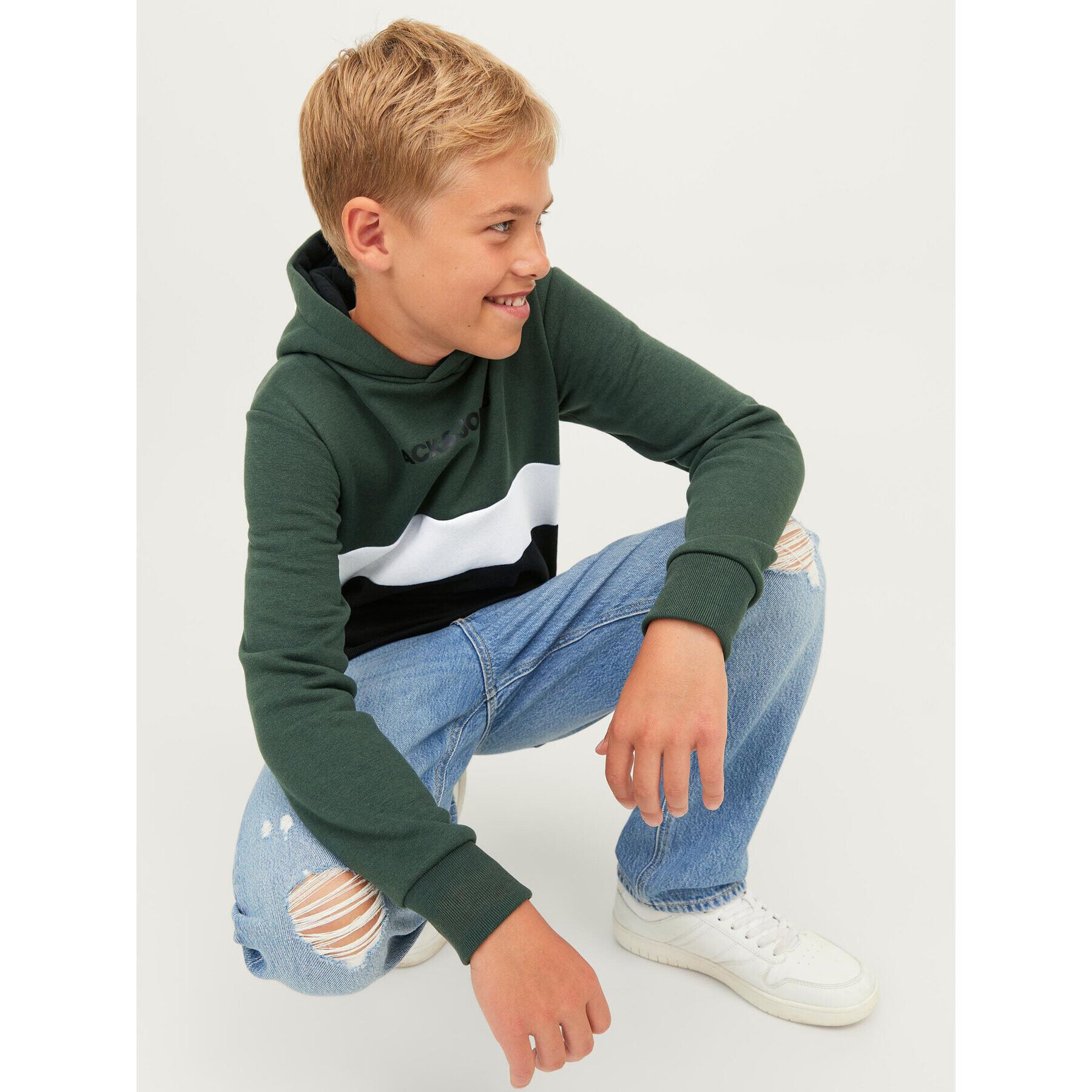 Jack&Jones Junior Mikina 12237402 Zelená Regular Fit - Pepit.cz