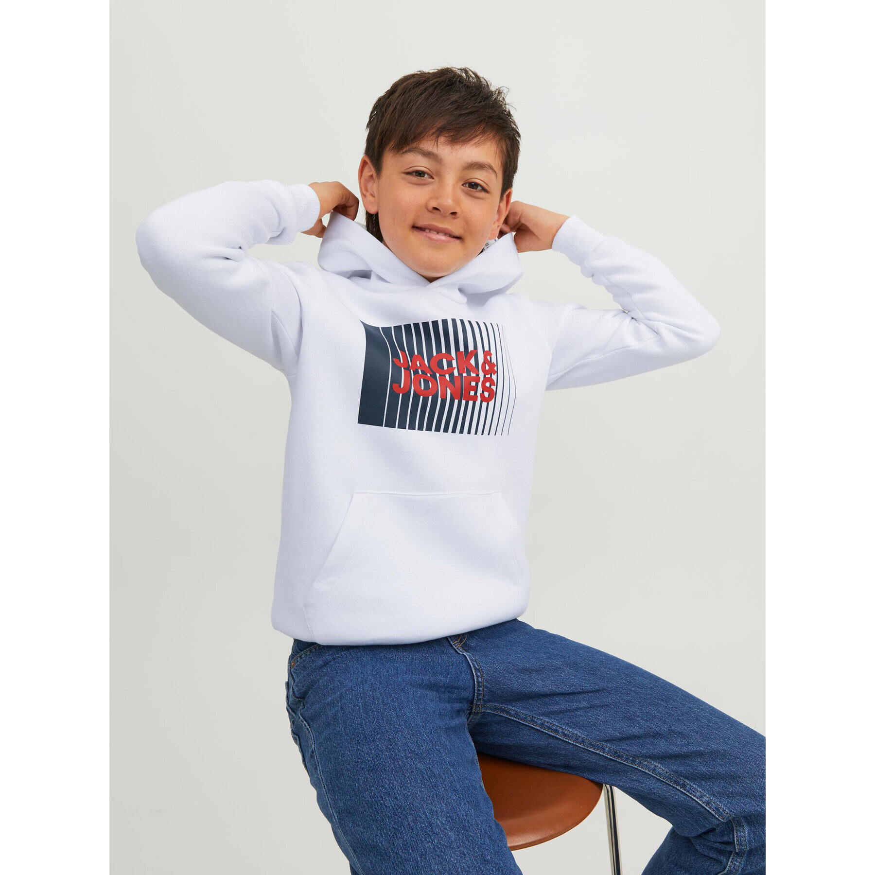 Jack&Jones Junior Mikina 12237459 Bílá Regular Fit - Pepit.cz