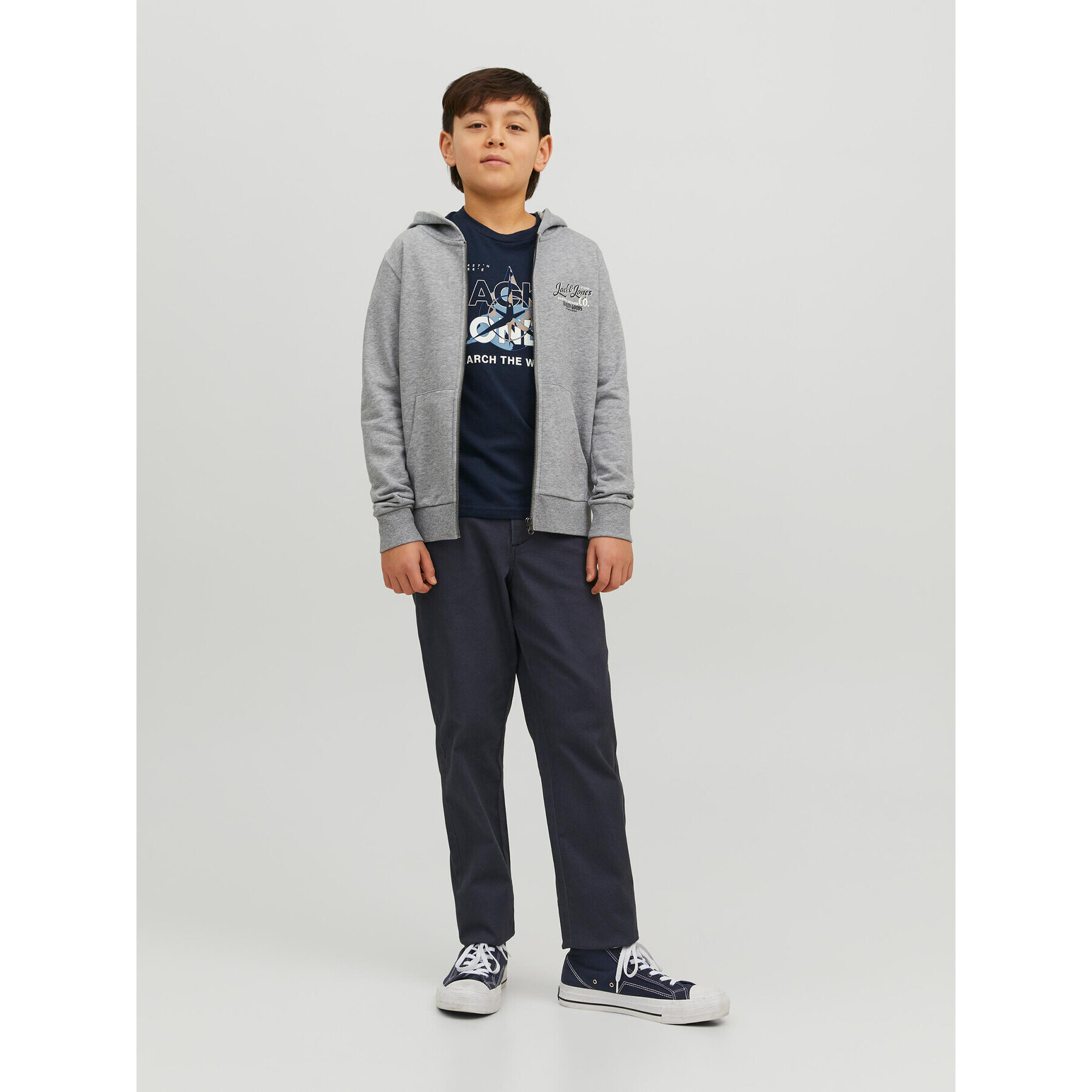 Jack&Jones Junior Mikina Andy 12224236 Šedá Regular Fit - Pepit.cz